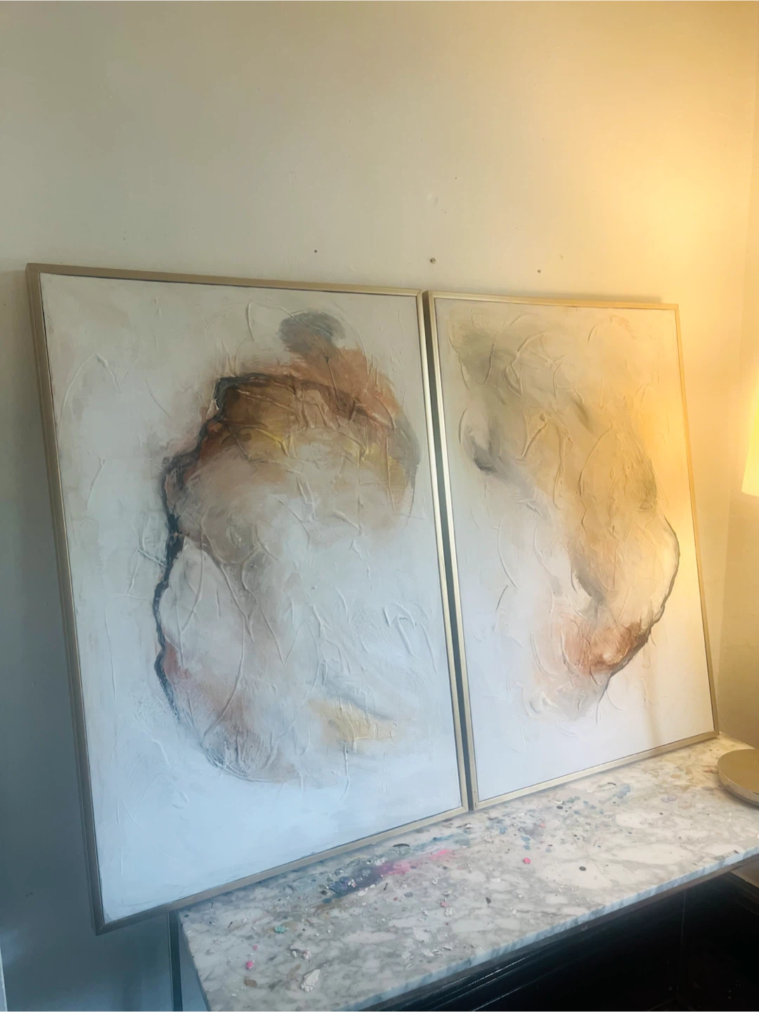 *Reduced Set of 2 Abstract Paintings Framed 25x37” each - photo 2
