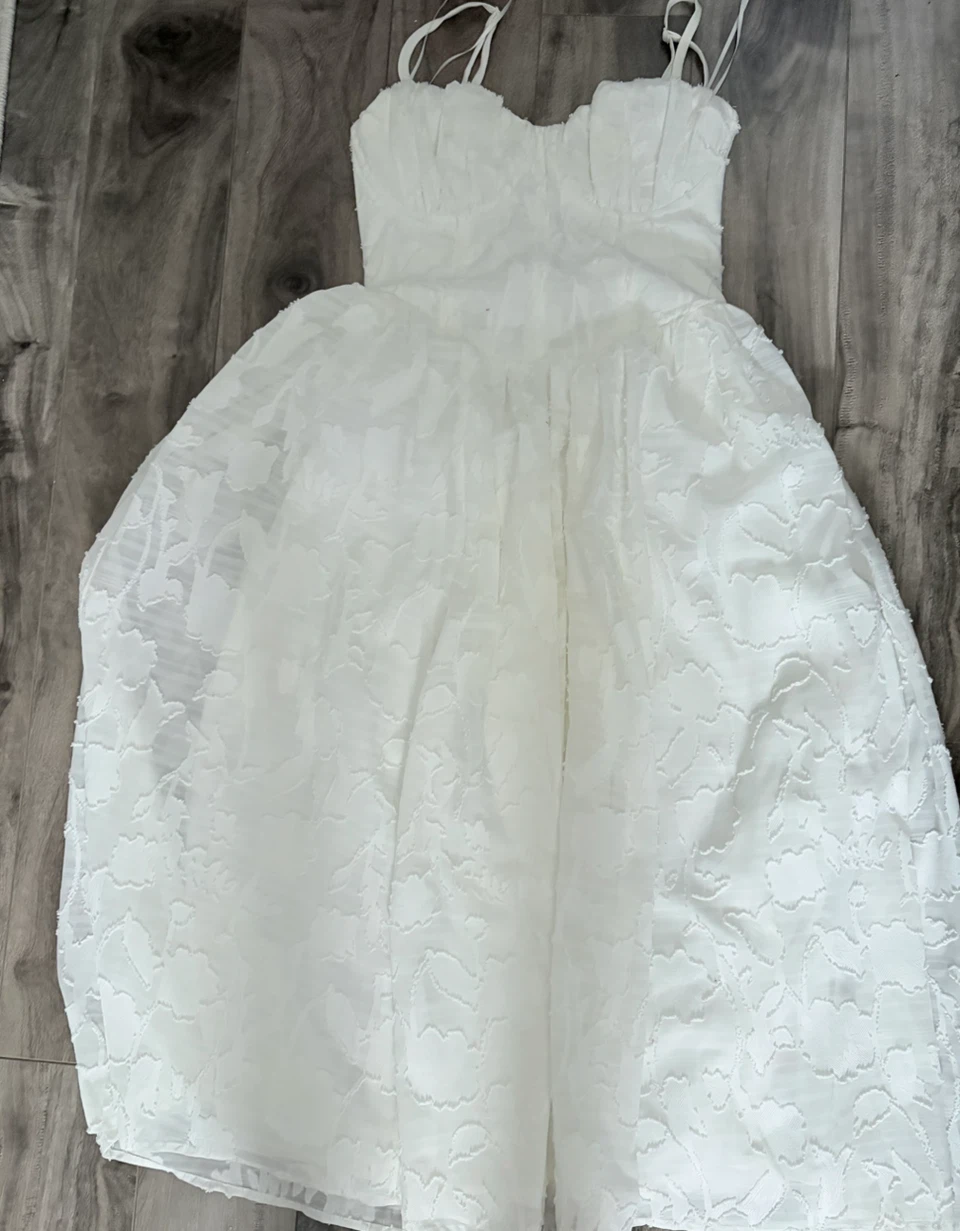 Kids White Lace Up Corset Dress XS