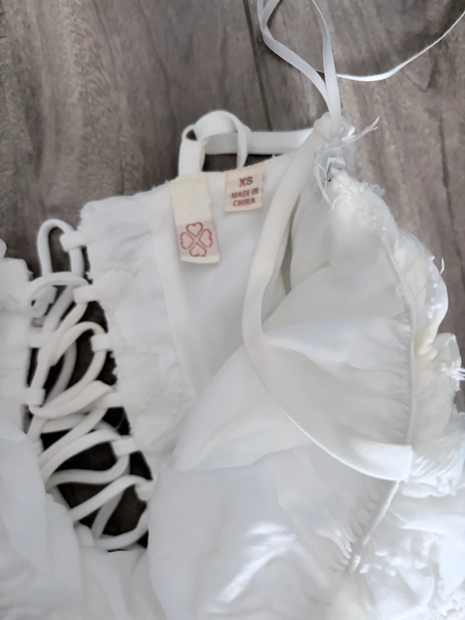 Kids White Lace Up Corset Dress XS - photo 3