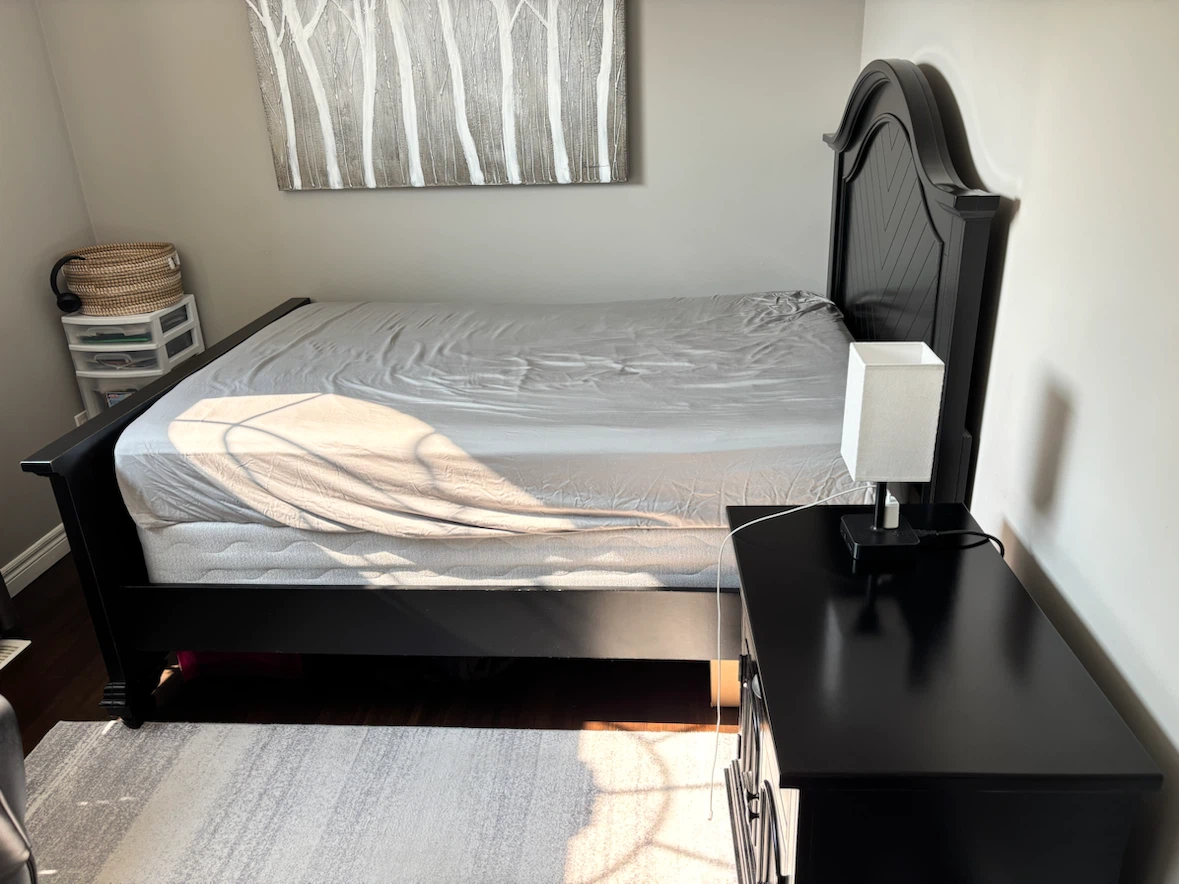 Full/Double bed (mattress + box spring) and night table - photo 2