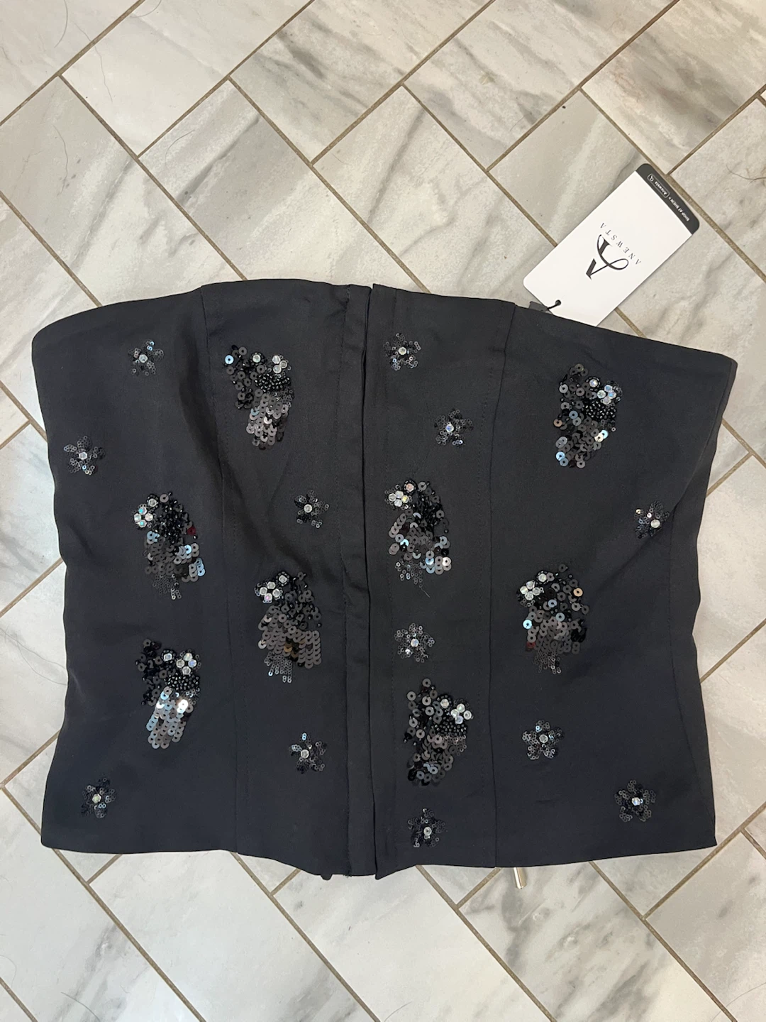 Black Sequin Corset Top - NEW w tag - photo 4