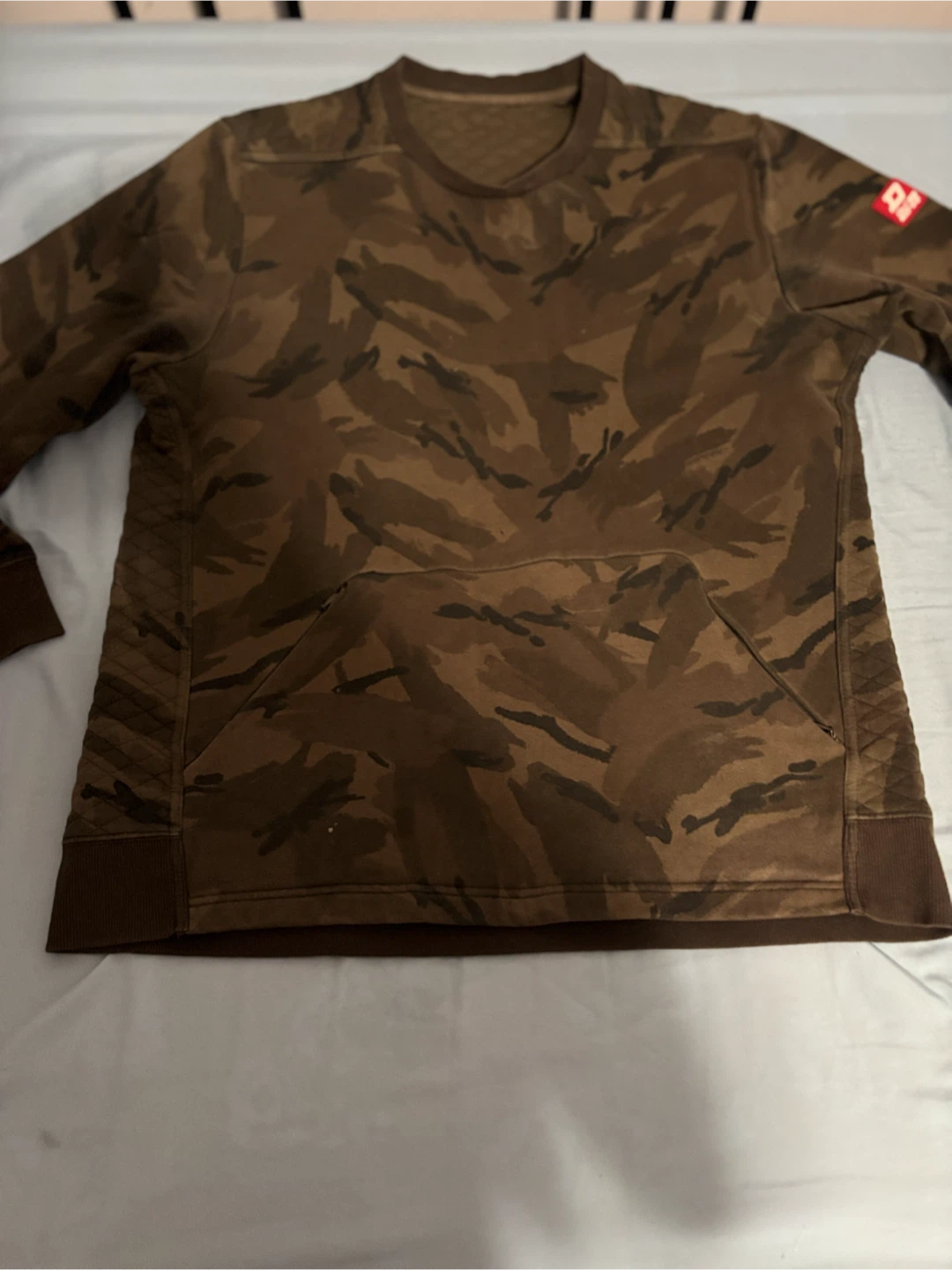 Brown Camo Crewneck Sweatshirt with Pocket - photo 2