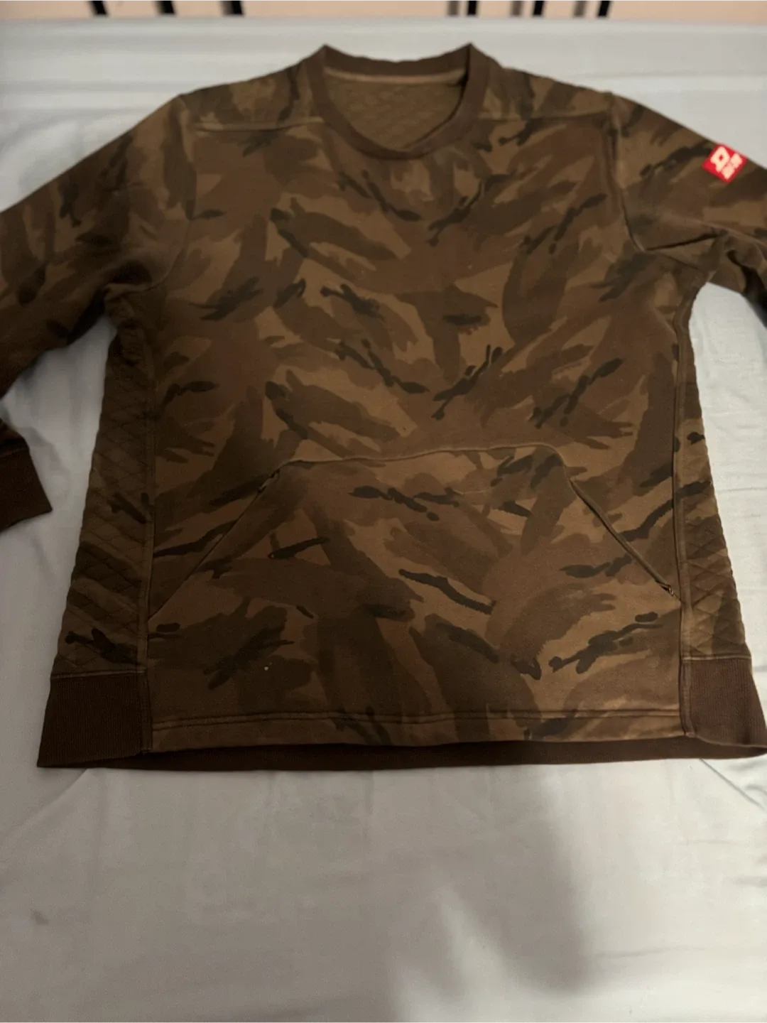 Brown Camo Crewneck Sweatshirt with Pocket - photo 2
