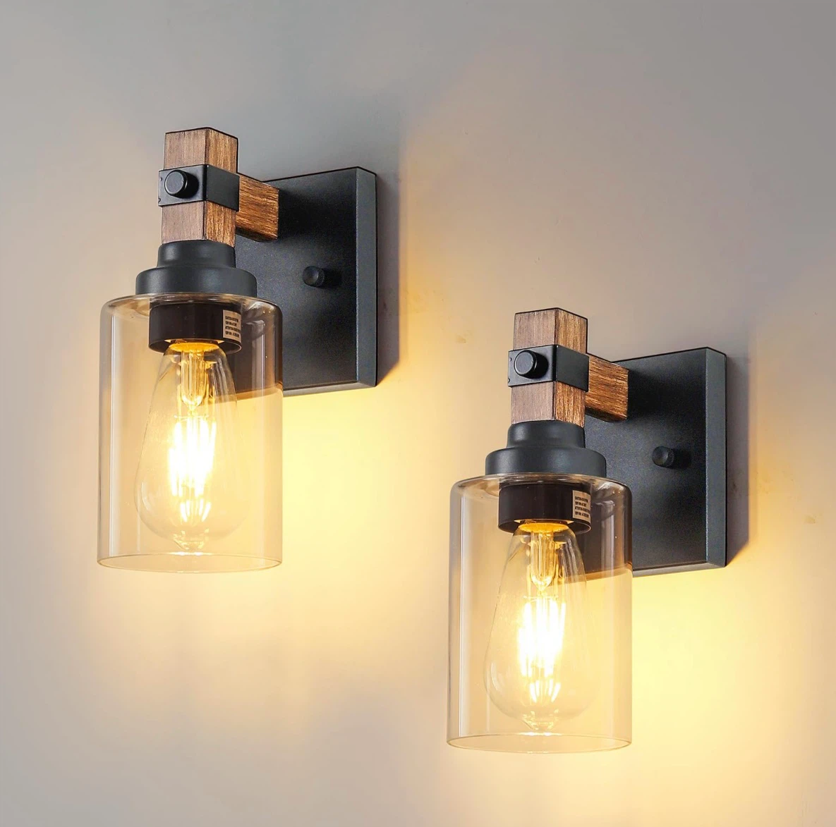 Set of 2 Modern Glass Wall Sconces