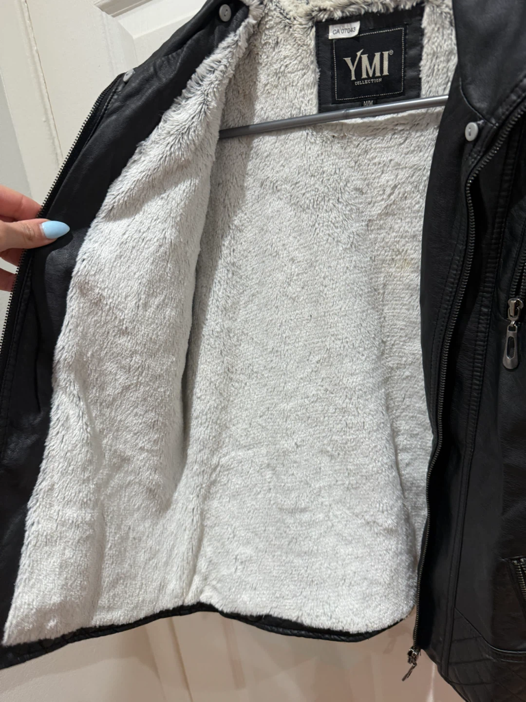 Faux Leather Sherpa Lined Jacket - photo 2