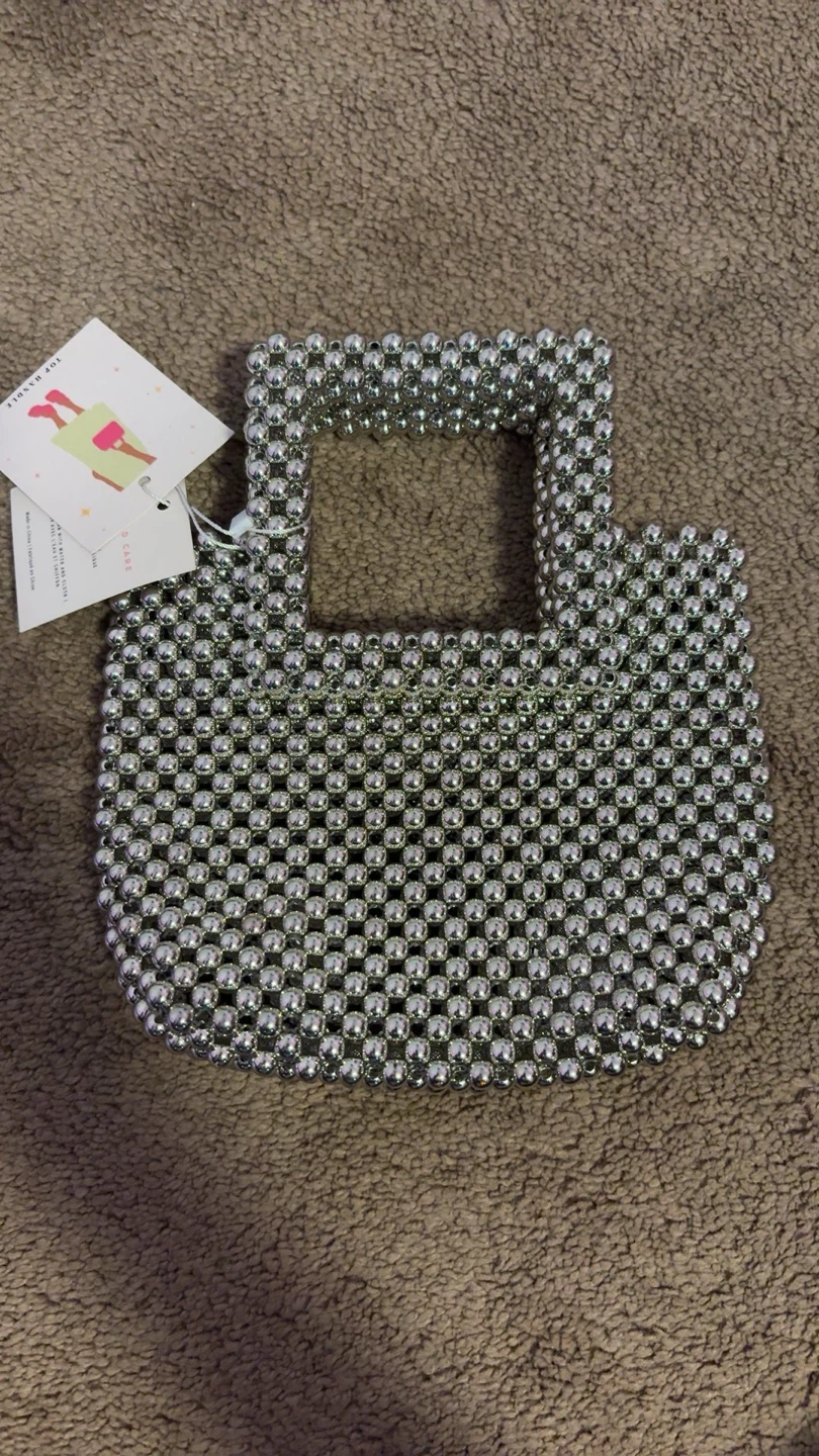 Silver Beaded Mini Top Handle Bag - photo 2