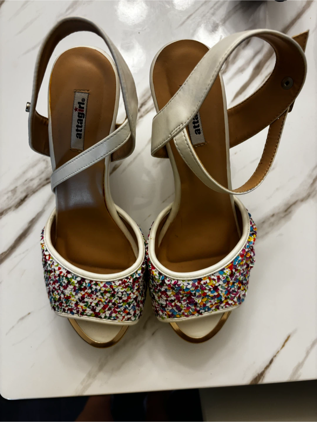 Multicolour Sparkle Platform Heels
