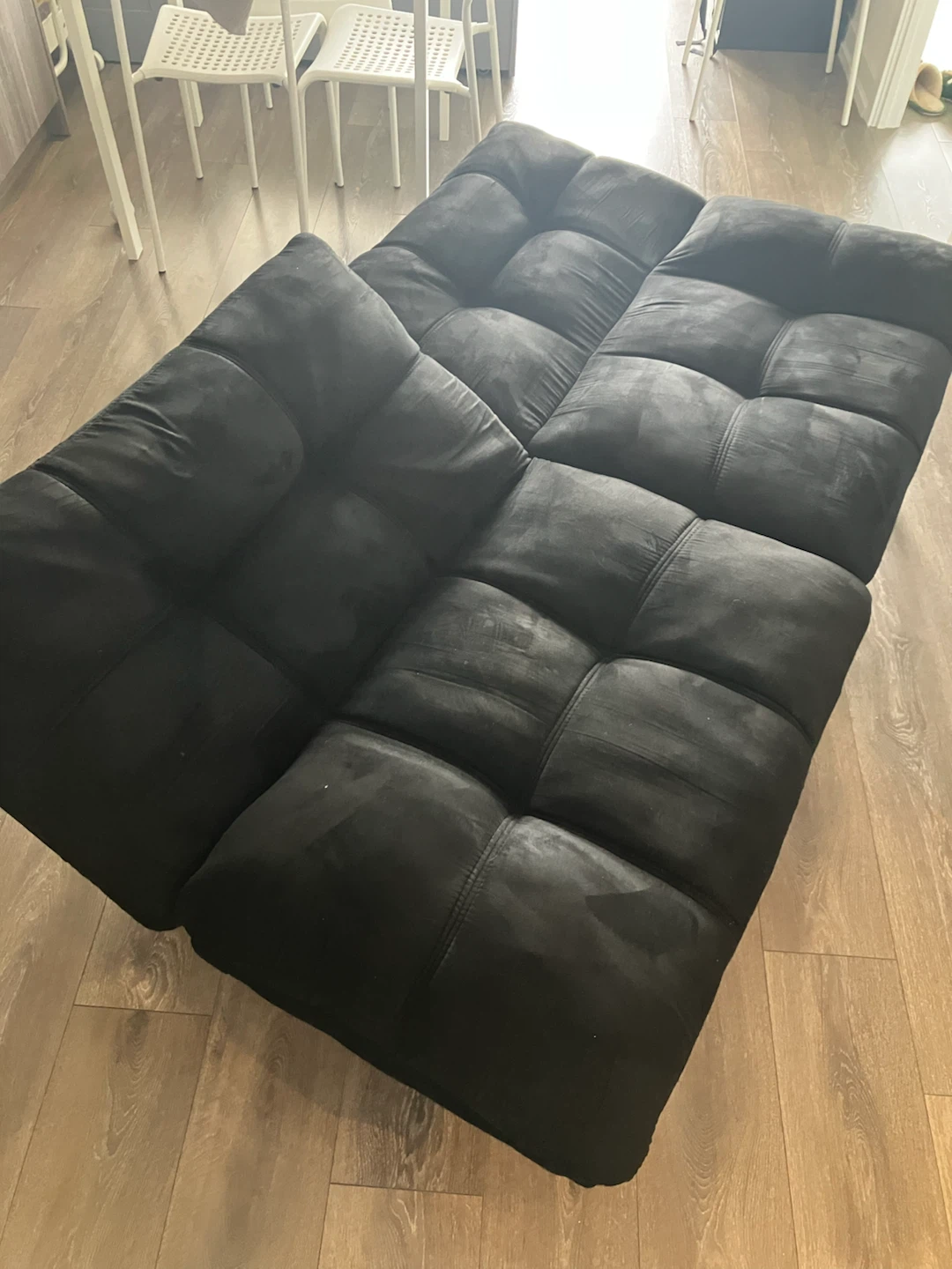 Black Suede Futon Sofa Bed - photo 3