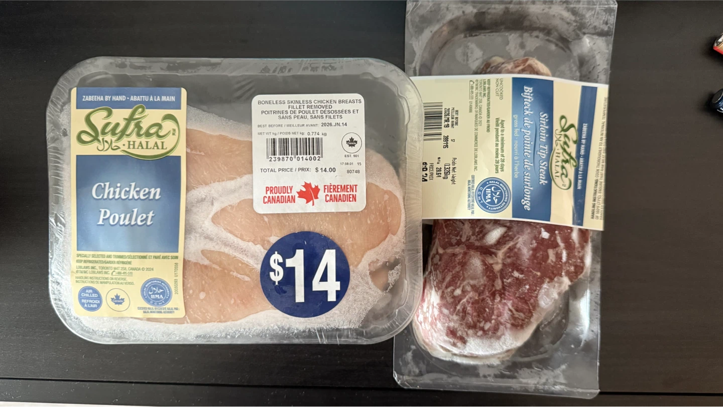 Sufra Halal Boneless Skinless Chicken Breasts & Sirloin Steak