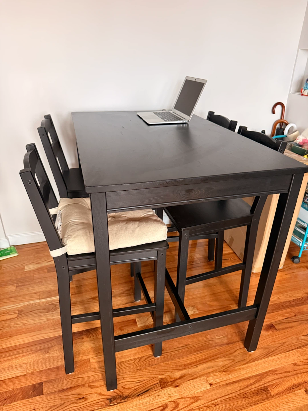 IKEA Black Bar Table with 4 stools - photo 2