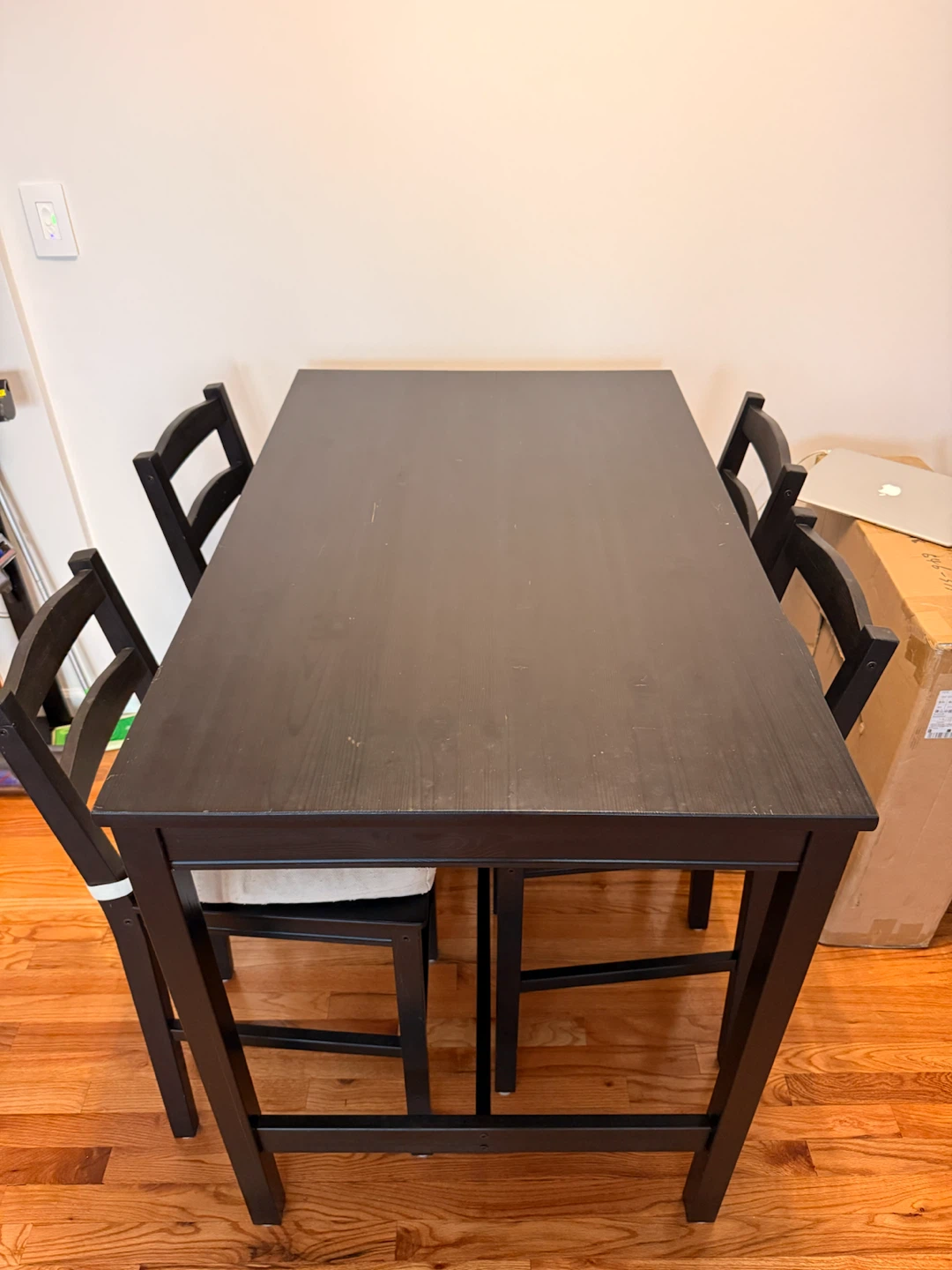 IKEA Black Bar Table with 4 stools - photo 3