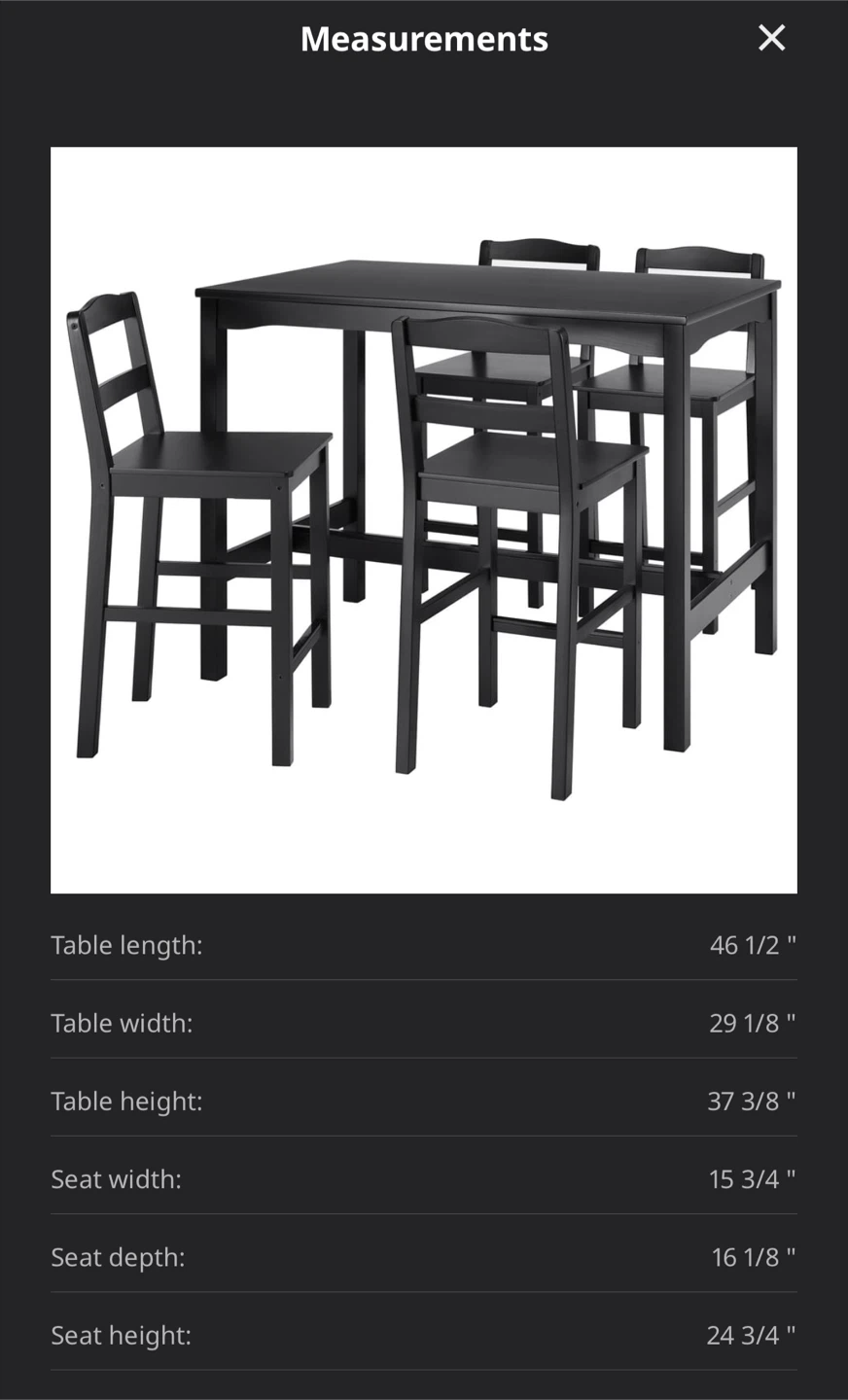 IKEA Black Bar Table with 4 stools - photo 4