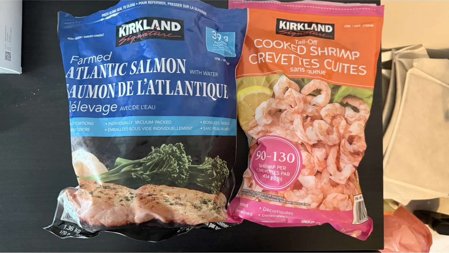 Kirkland Signature Farmed Atlantic Salmon & Cooked Shrimp