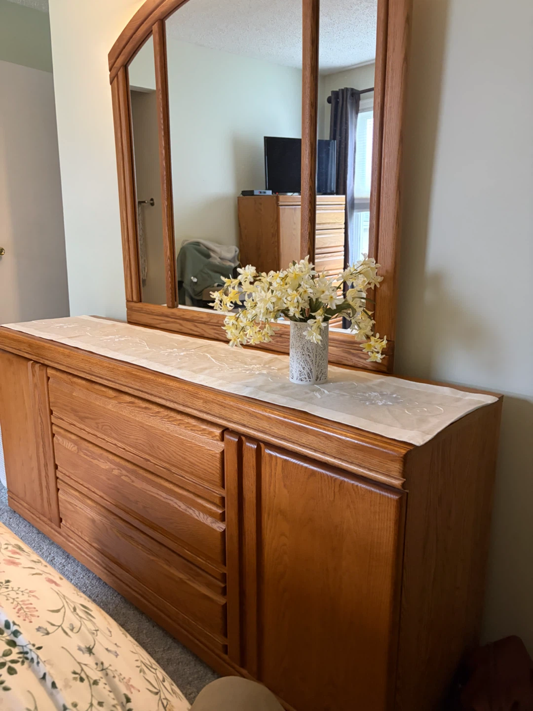 Wooden Dresser with Mirror