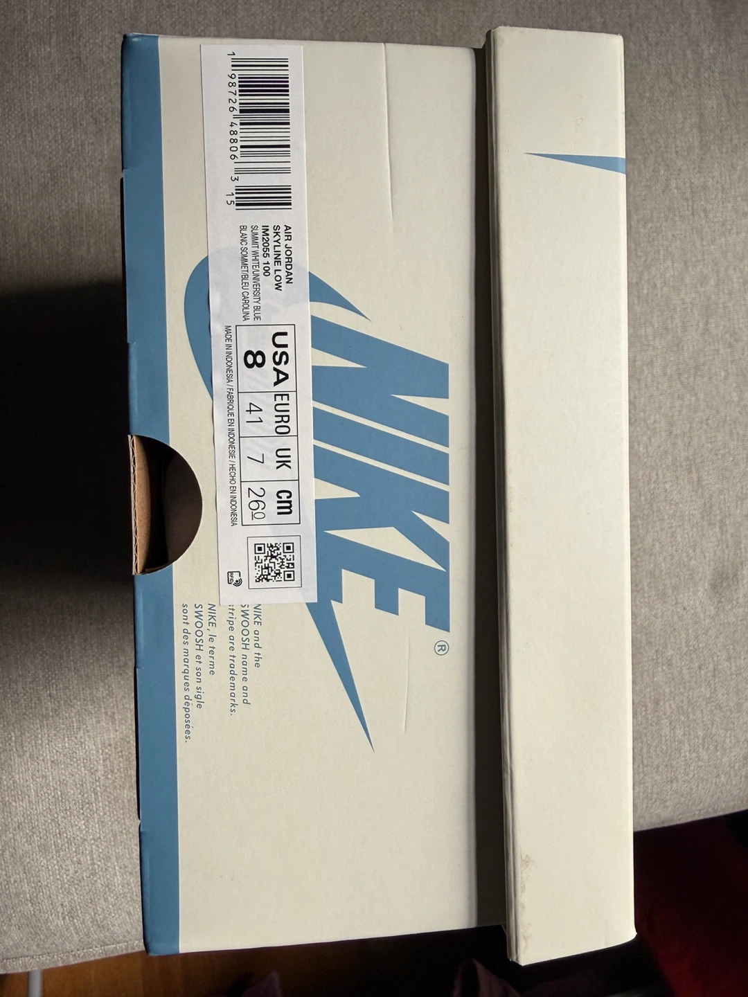 Nike Air Jordan 1 Skyline Low "Summit White/French Blue" Size 8 - photo 4