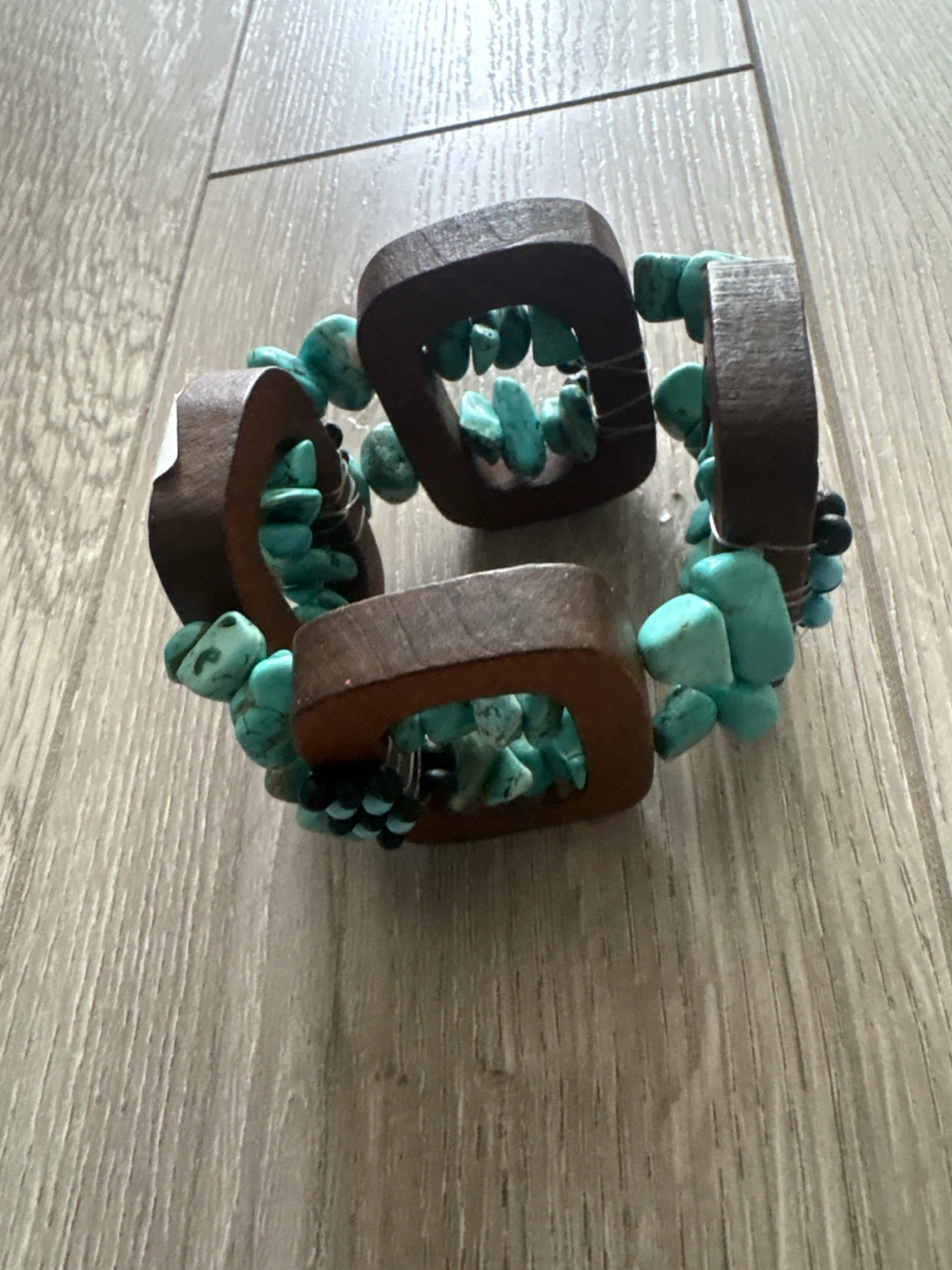Wooden and Turquoise Beaded Bracelet - photo 2