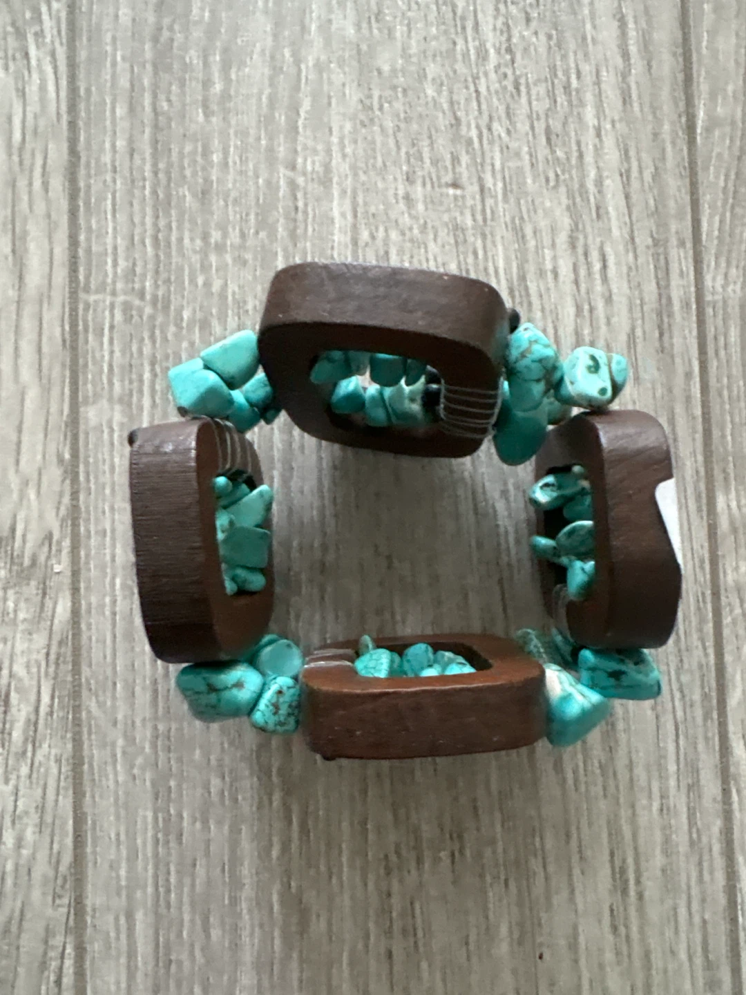Wooden and Turquoise Beaded Bracelet - photo 3