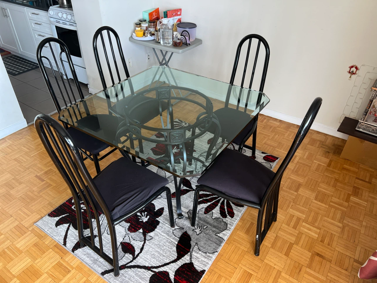 Glass Top Dining Table with 5 Chairs - photo 2