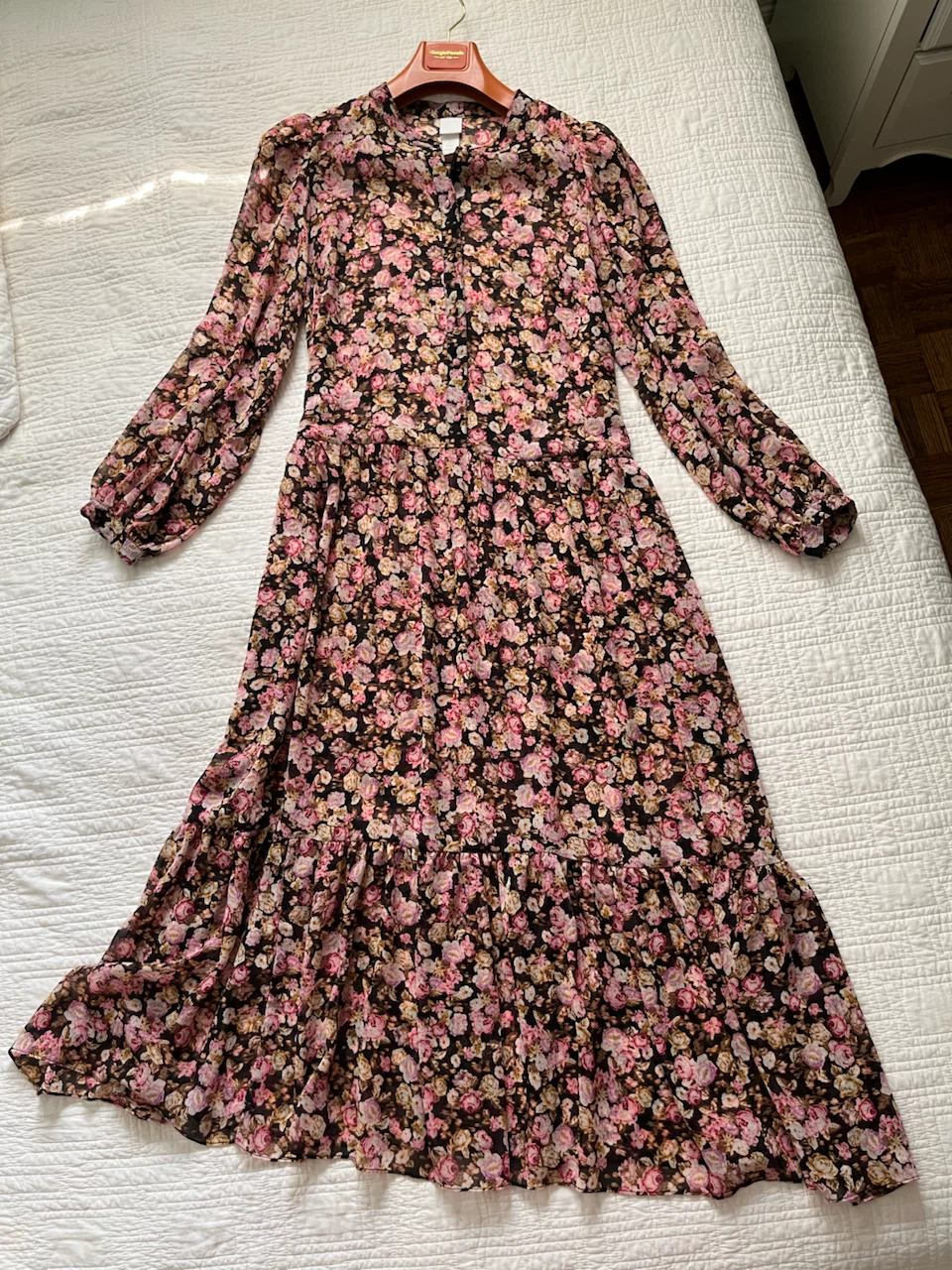 Floral Long Sleeve Maxi Dress - Size L