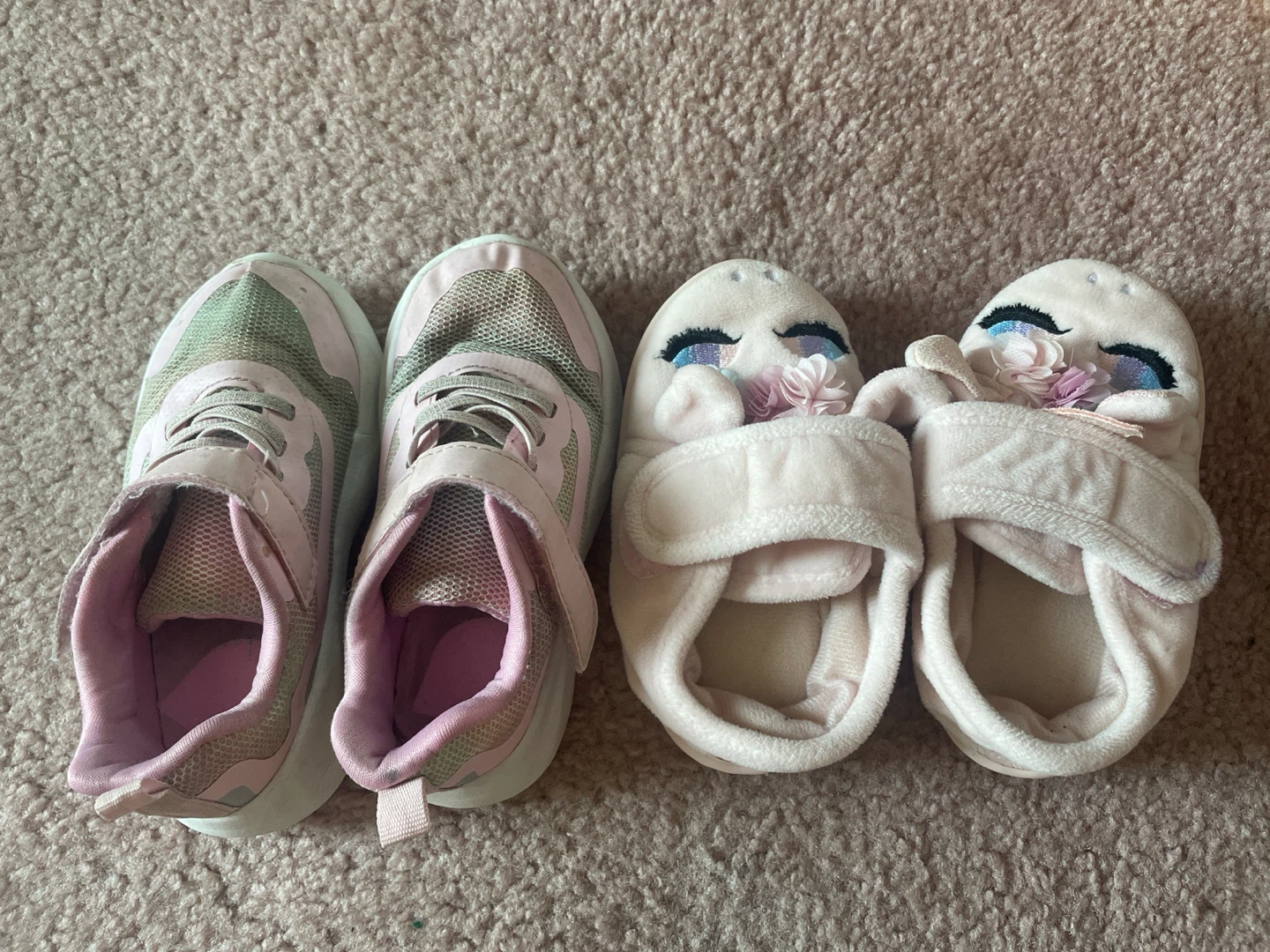 Pink Girls' Sneakers and Unicorn Slippers