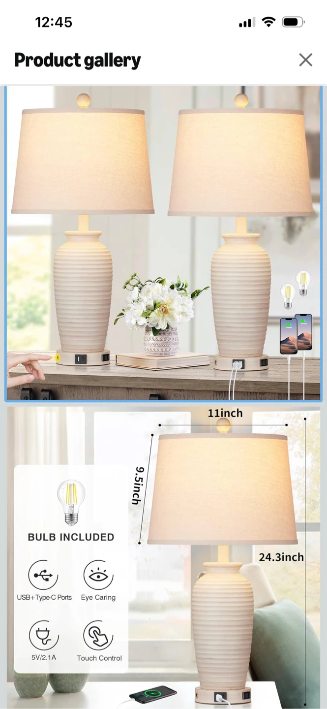 Brand New-CINSARY 25" Farmhouse Table Lamps Set of 2