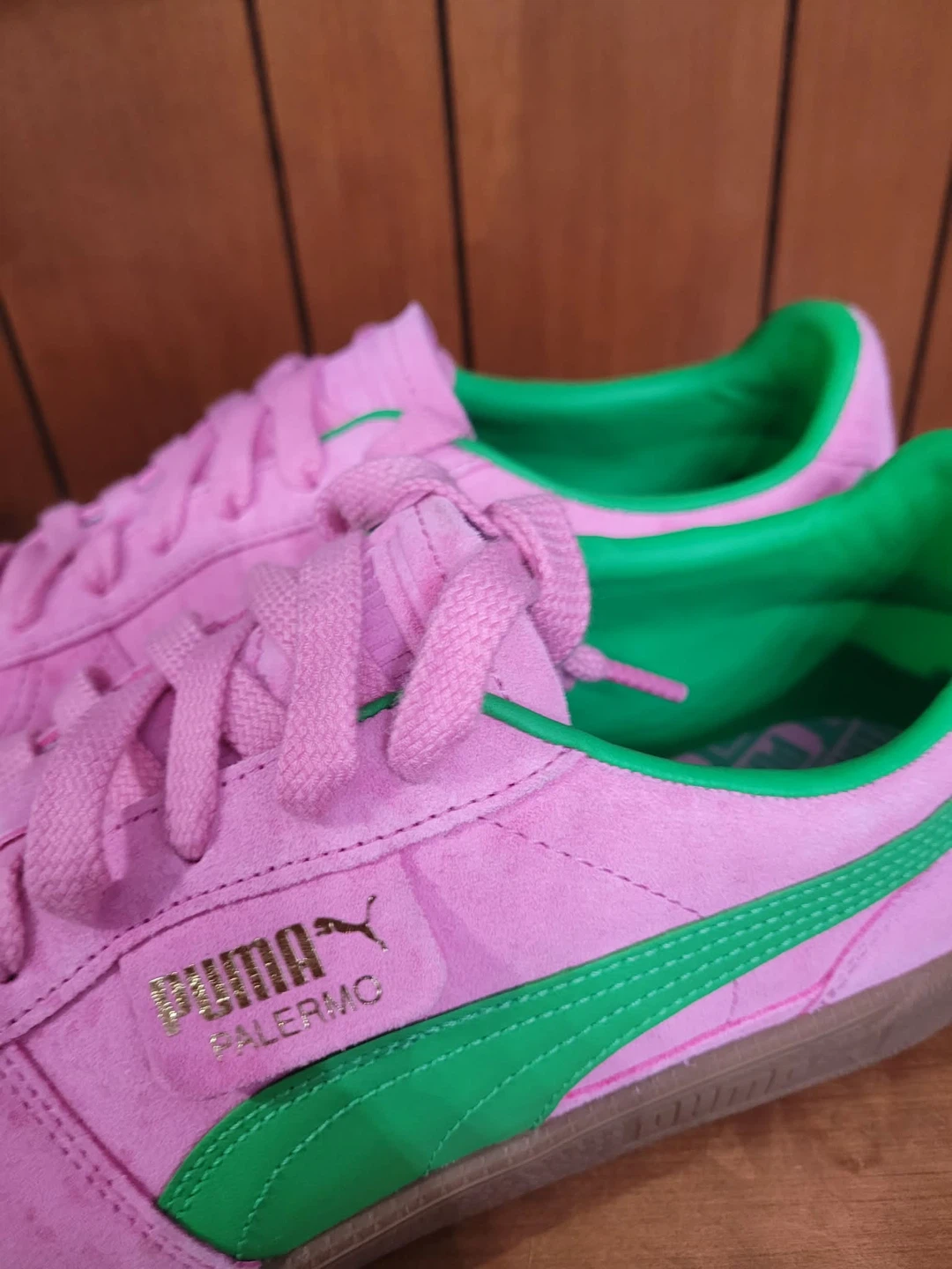 Puma Palermo Pink & Green Suede Sneakers size 11.5 - photo 3