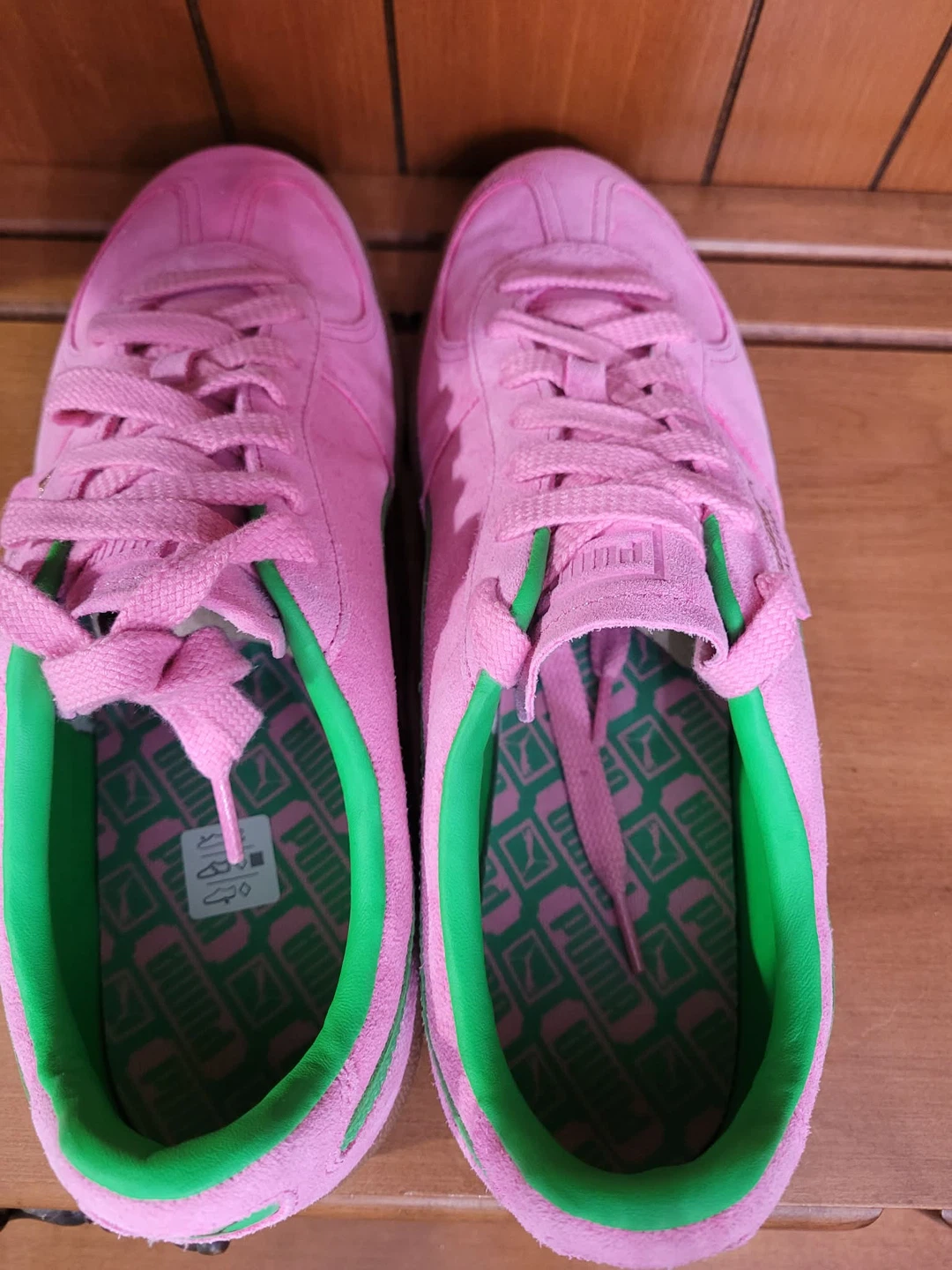 Puma Palermo Pink & Green Suede Sneakers size 11.5 - photo 4