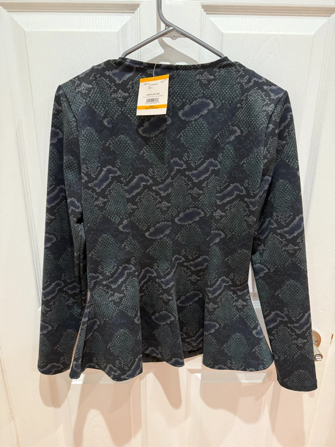 Snakeskin Print Zip-Up Blouse - Size Small - photo 2