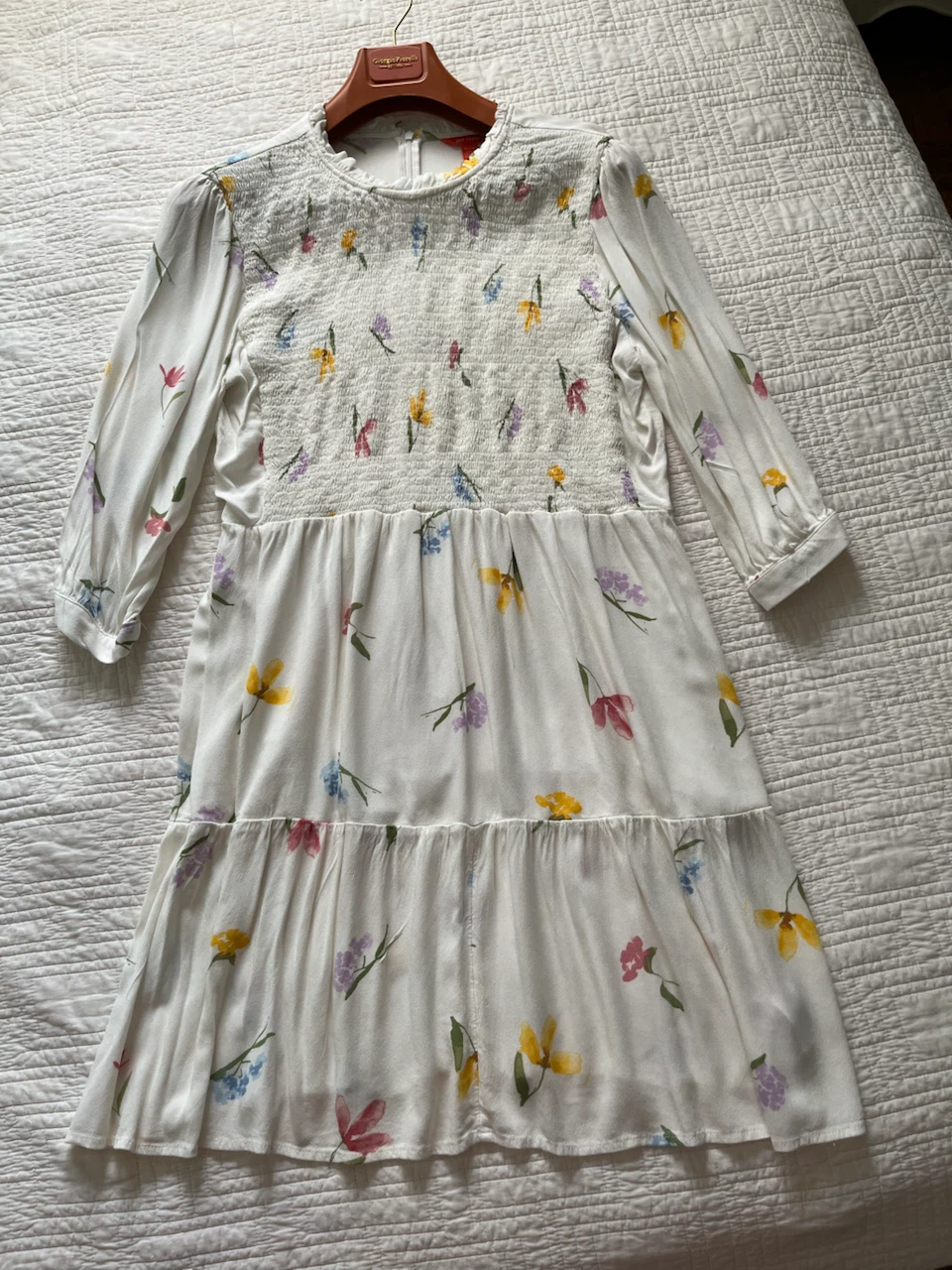 White Floral Tiered Dress XL/TG