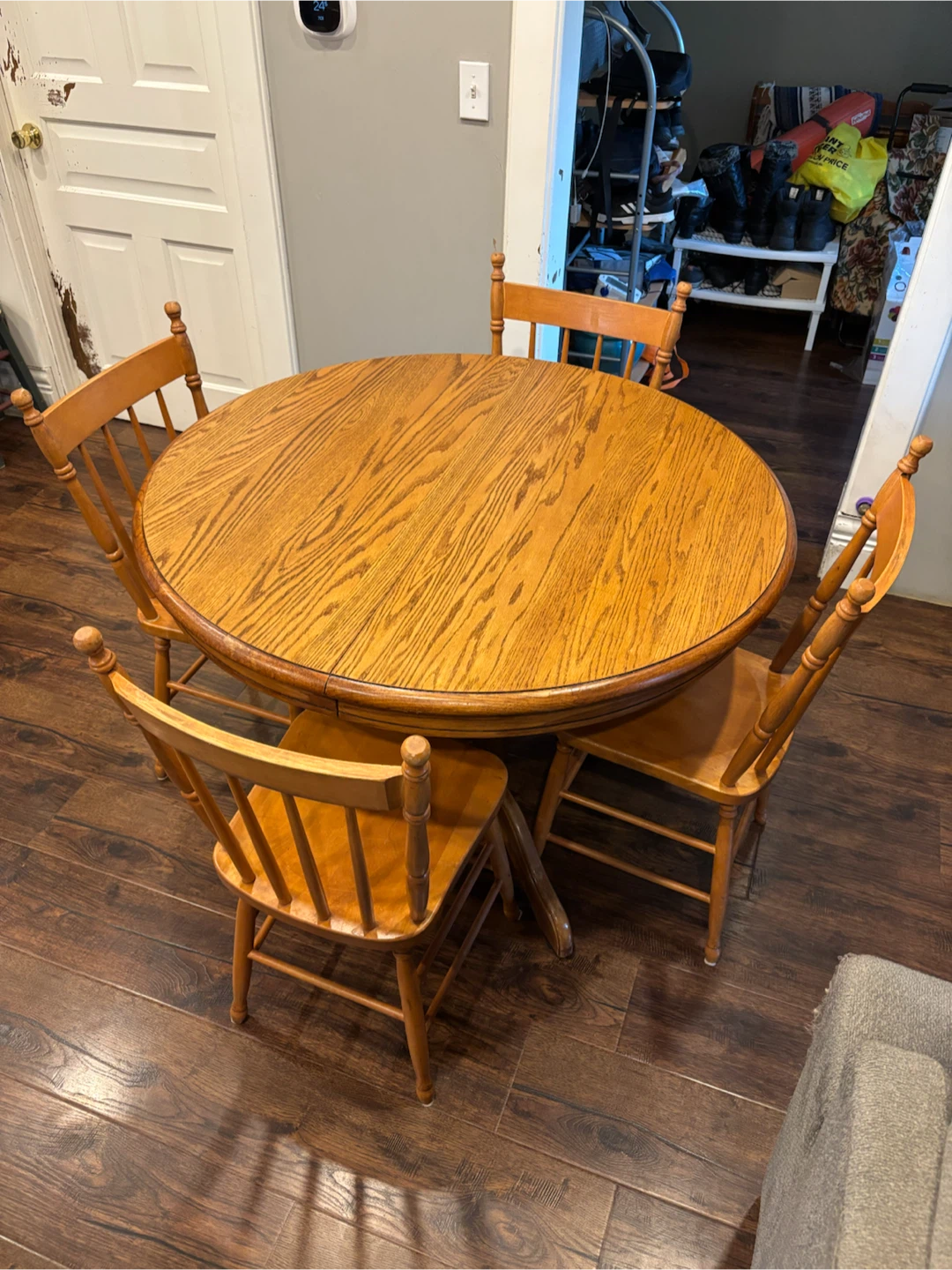 Refinished Round Dining Table with 4 Chairs