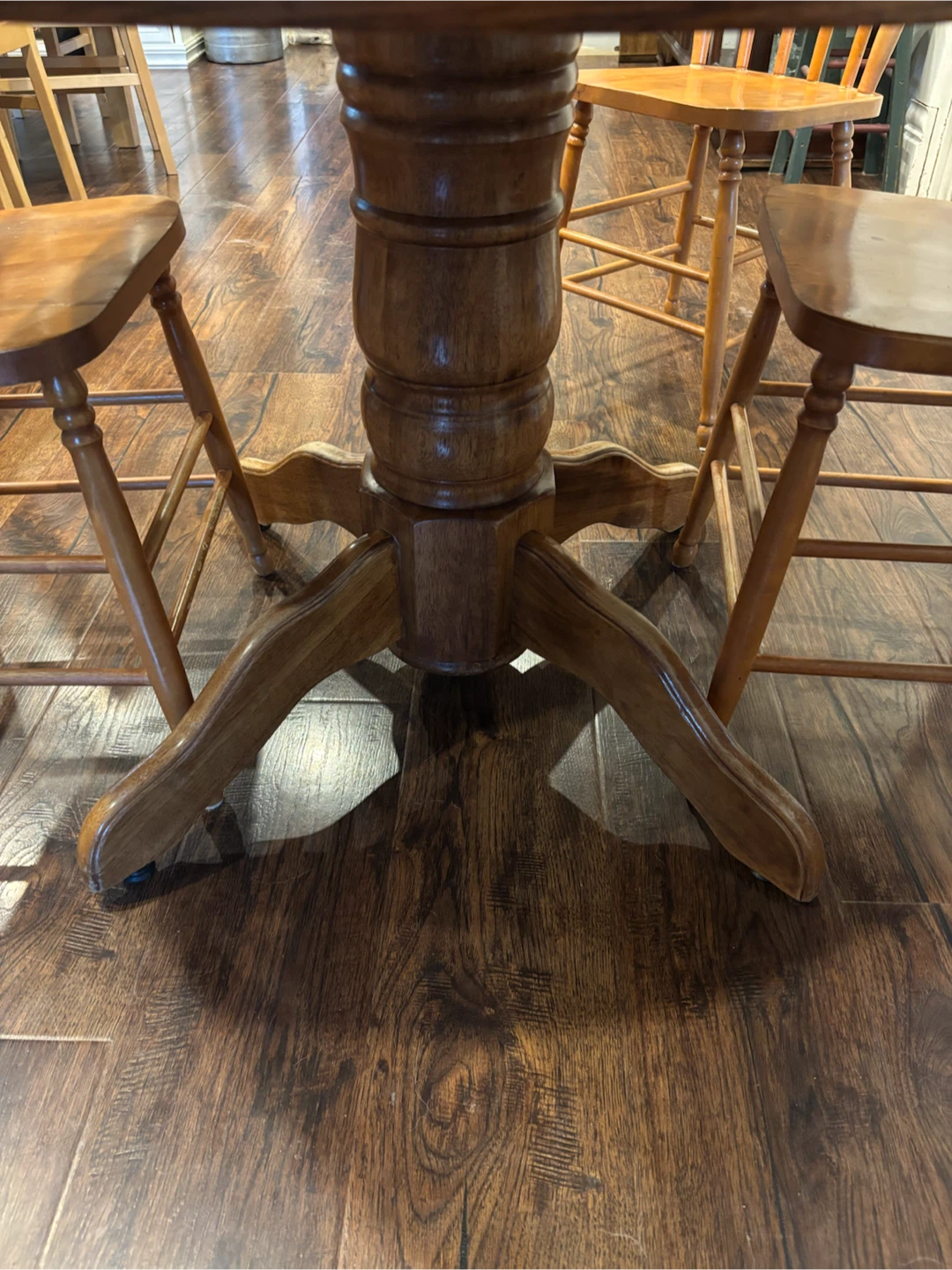 Refinished Round Dining Table with 4 Chairs - photo 3
