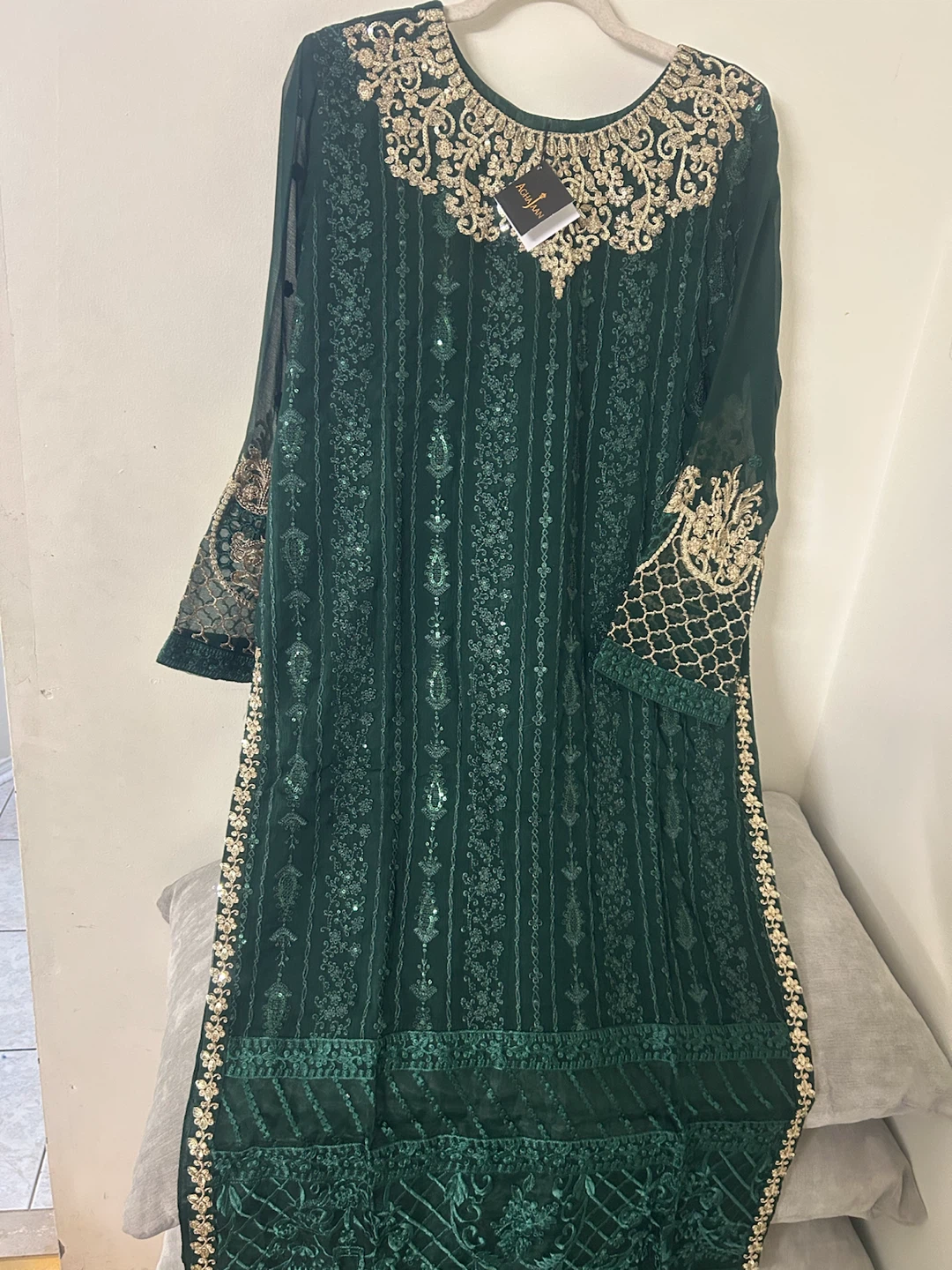 New Agha Jasn Emerald Green Embroidered - photo 3