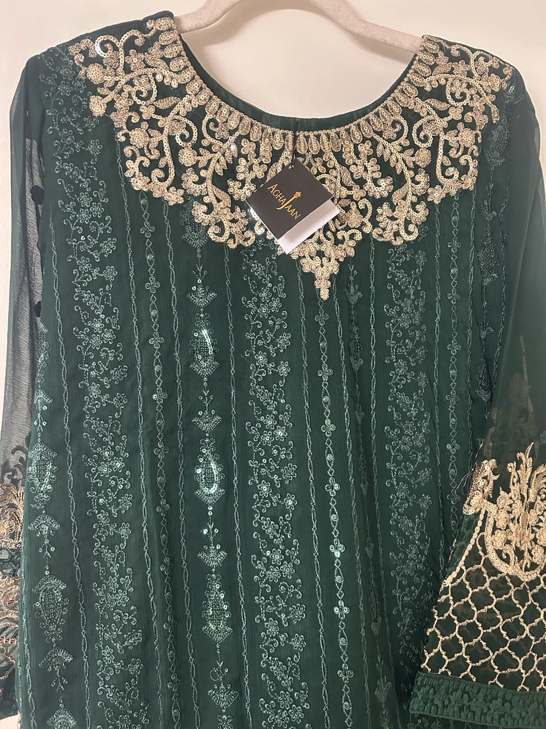 New Agha Jasn Emerald Green Embroidered - photo 5