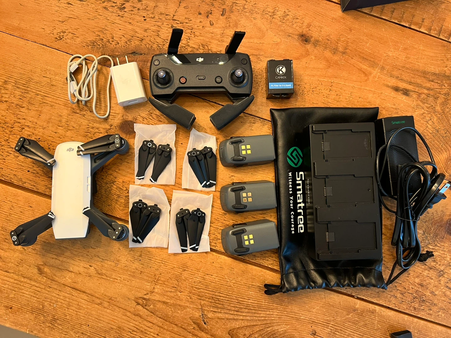 DJI Spark Drone, 3 Batteries, Remote, Charging Hub & Case