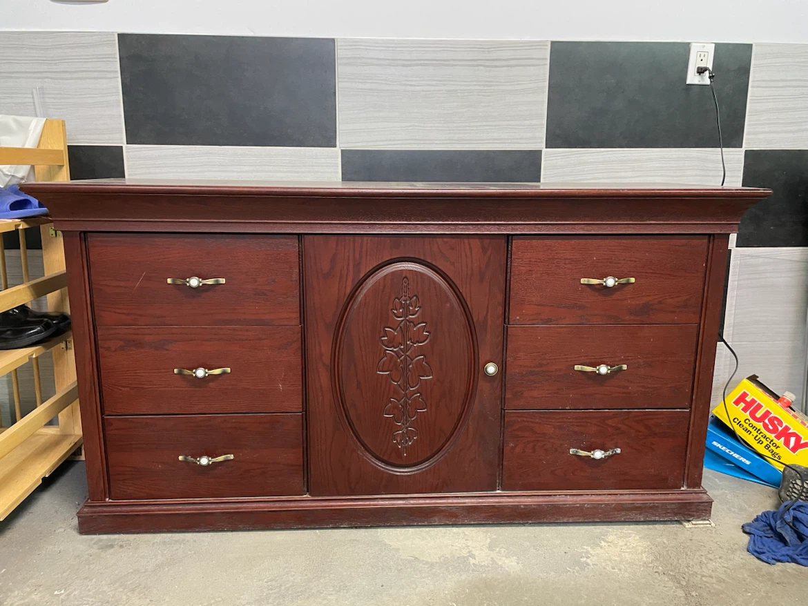 Dark Wood Dresser with 6 Drawers
