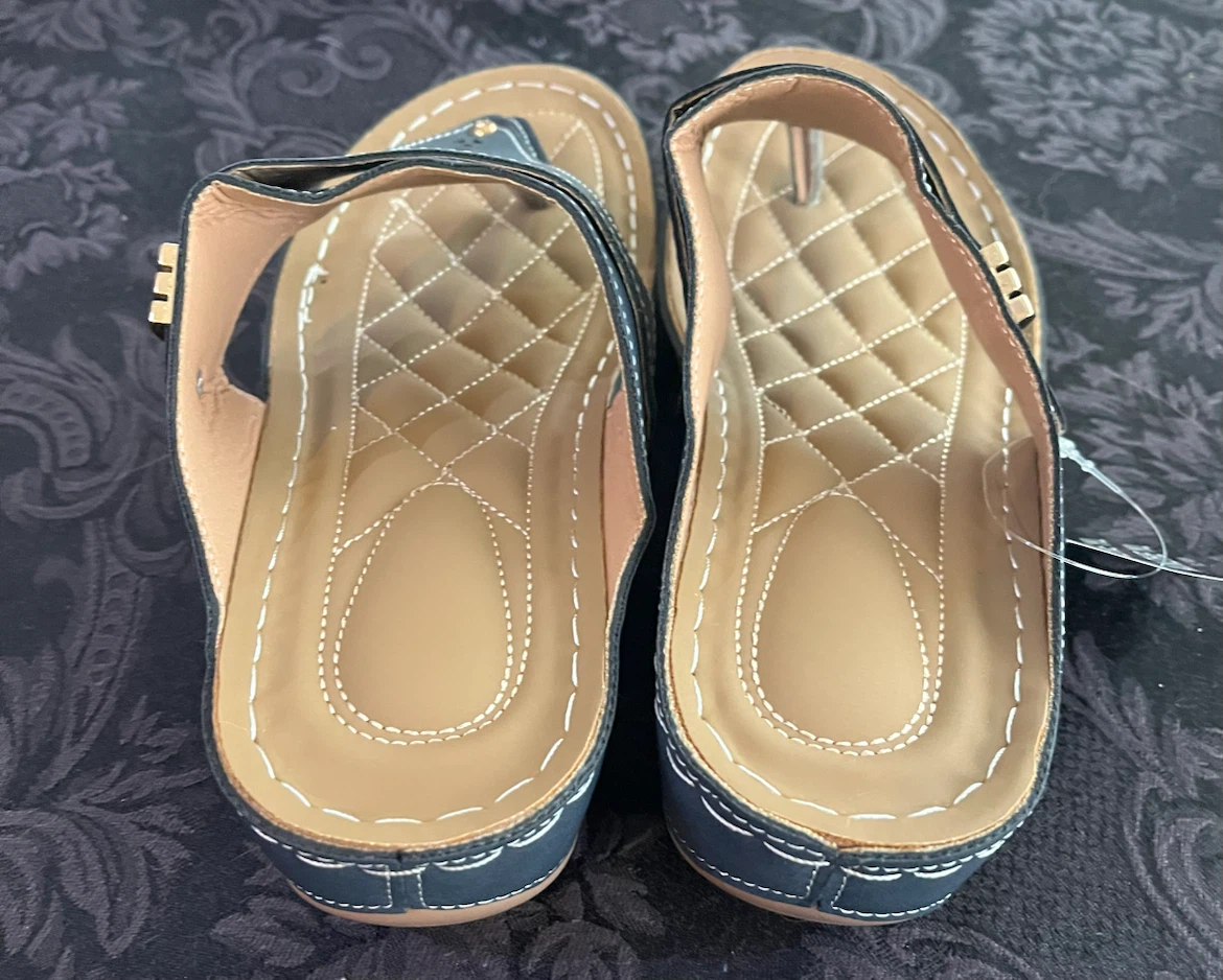 Women's Dark Blue Thong Sandals - photo 3