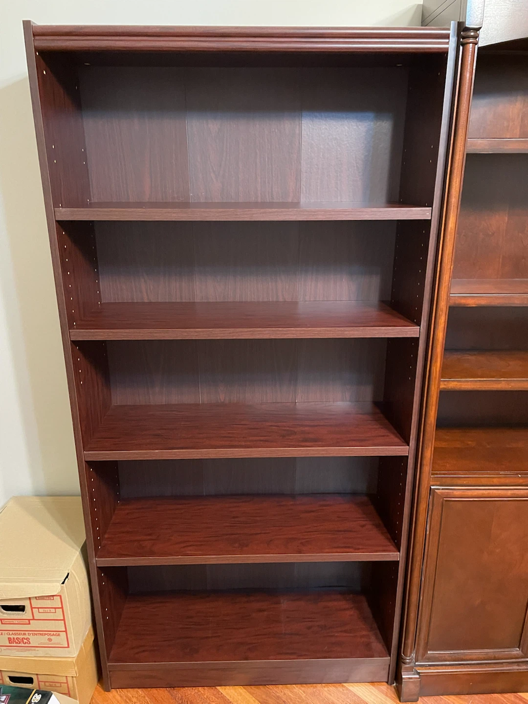 Dark Wood Bookshelf with 6 Shelves