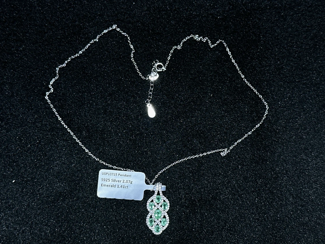 Aeterna Jewelry Emerald & White Zircon Pendant Necklace - photo 2