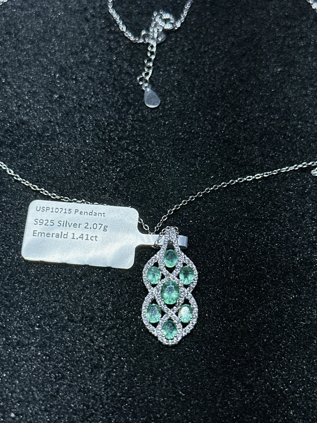 Aeterna Jewelry Emerald & White Zircon Pendant Necklace - photo 3