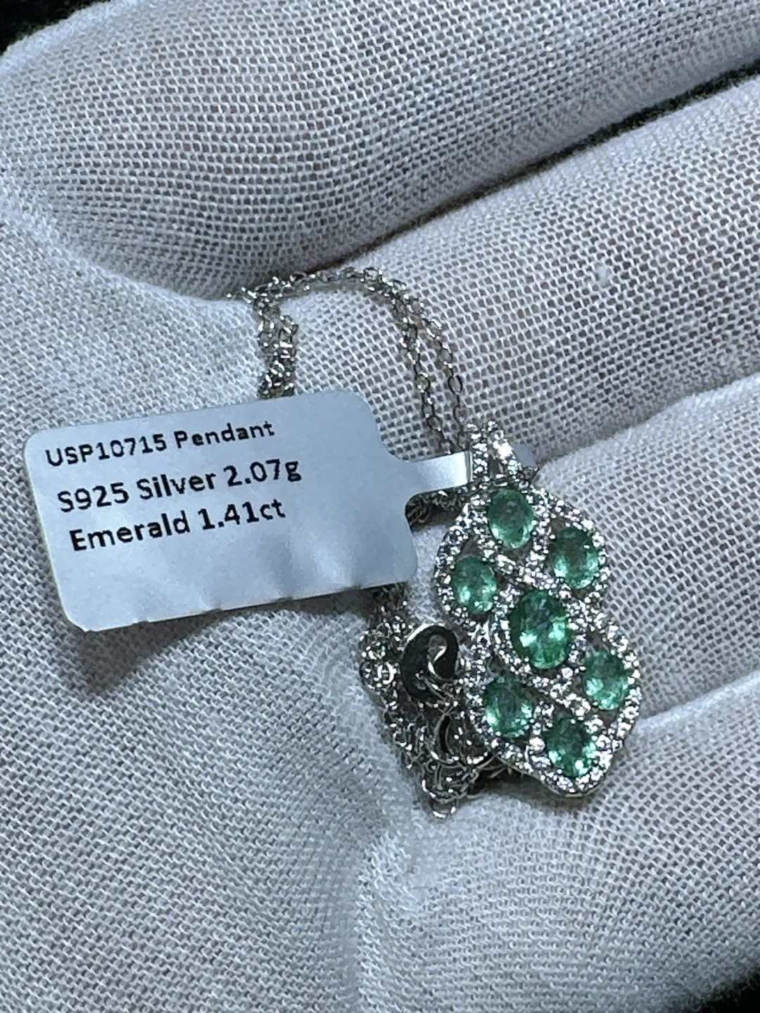 Aeterna Jewelry Emerald & White Zircon Pendant Necklace - photo 4