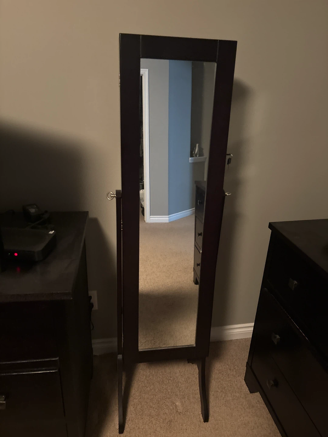 Standing Jewelry Armoire with Mirror