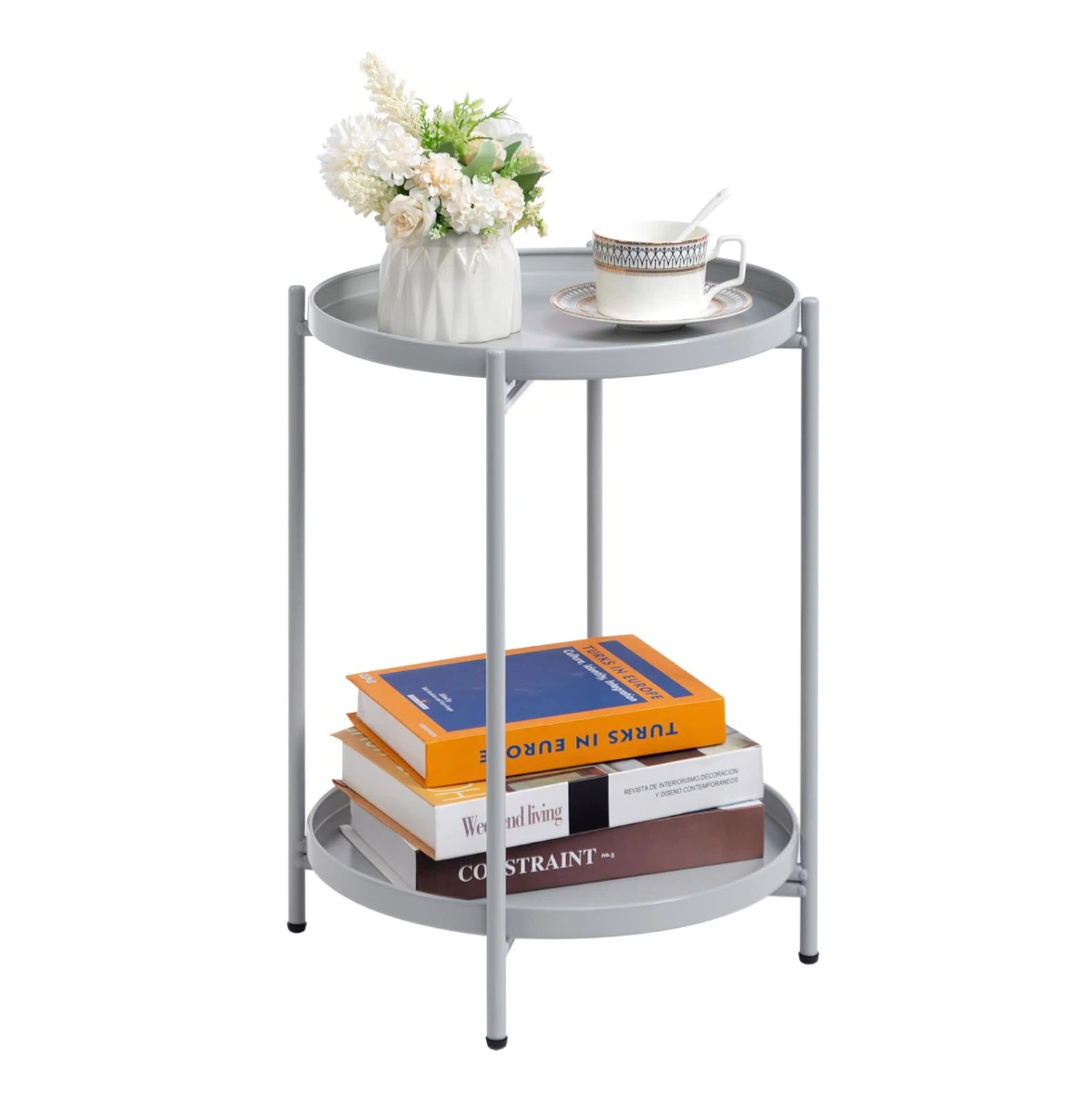 2-Tier Round Side Table - Pink
