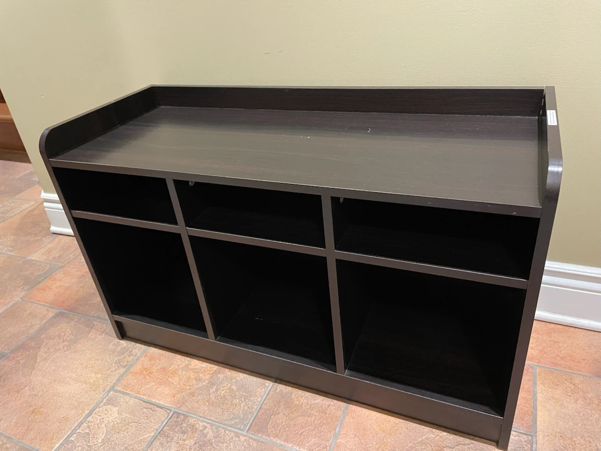 Dark Brown Storage Bench with 6 Cubbies