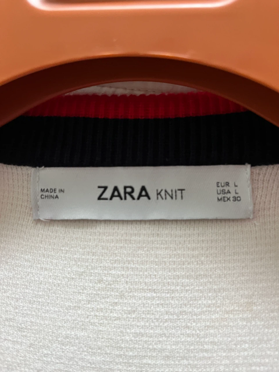 Zara Knit Double-Breasted Cardigan - White/Red/Navy - Size L - photo 2