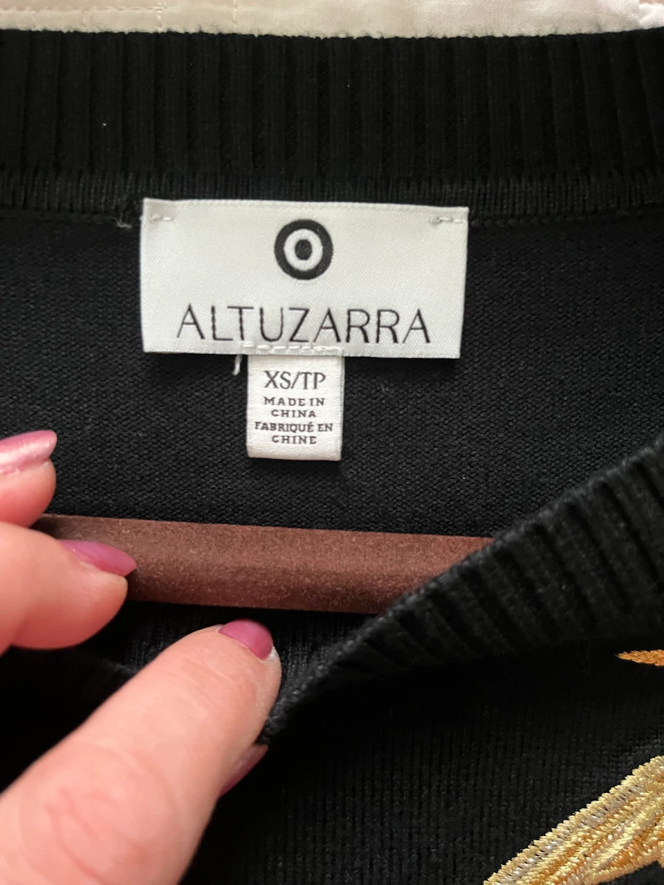 Altuzarra Black Sweater with Gold Crane Embroidery - XS/TP - photo 3