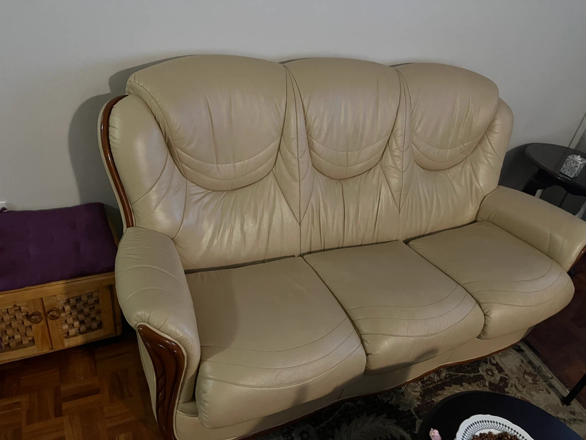 Cream Leather Sofa
