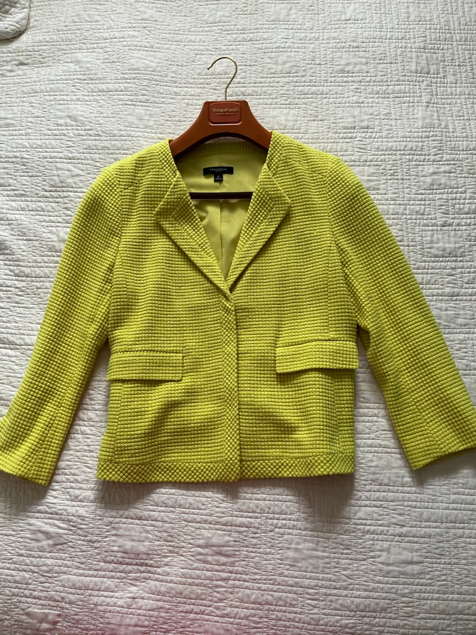 Ann Taylor Textured Blazer - Lime Green - Size 12