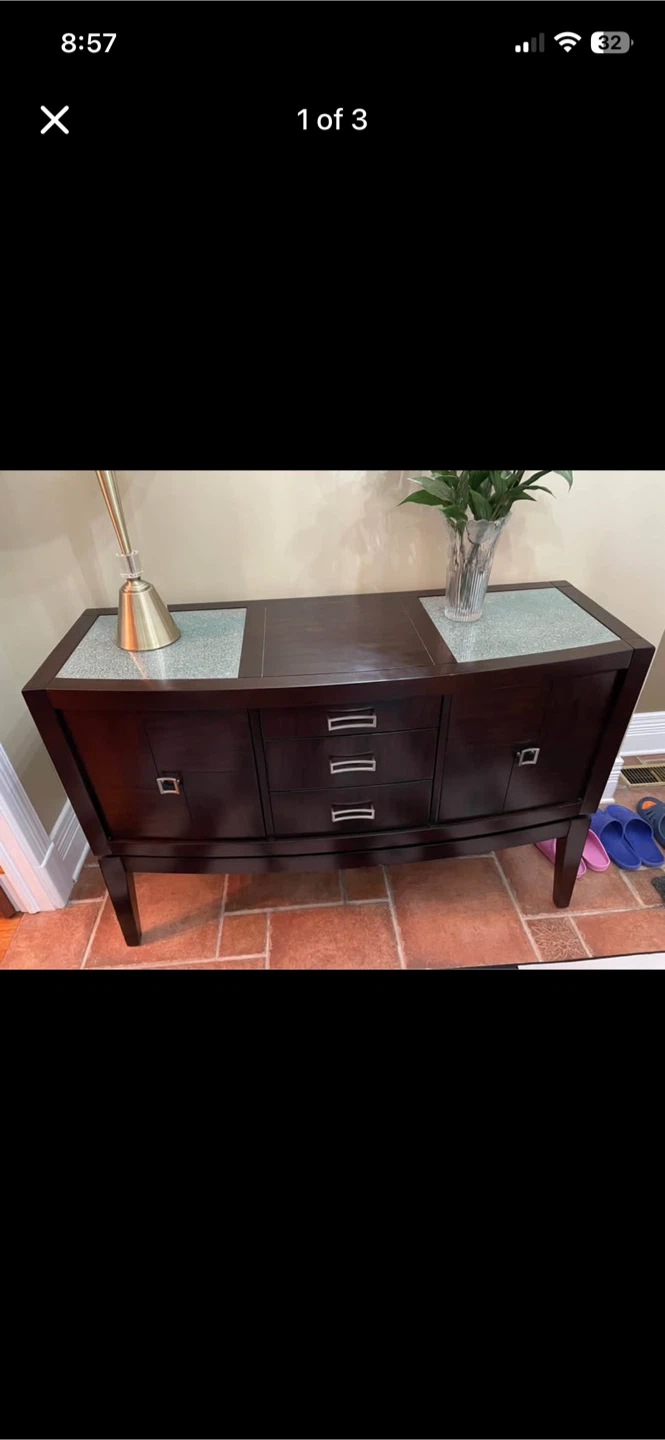 Dark Wood Sideboard with 3 Drawers and 2 Doors - photo 2