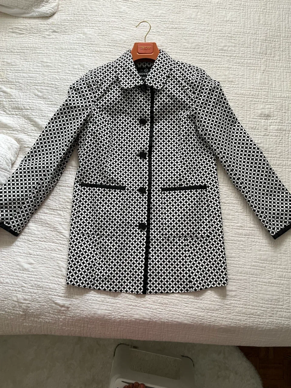Women's Black & White Geometric Print Jacket Size 12