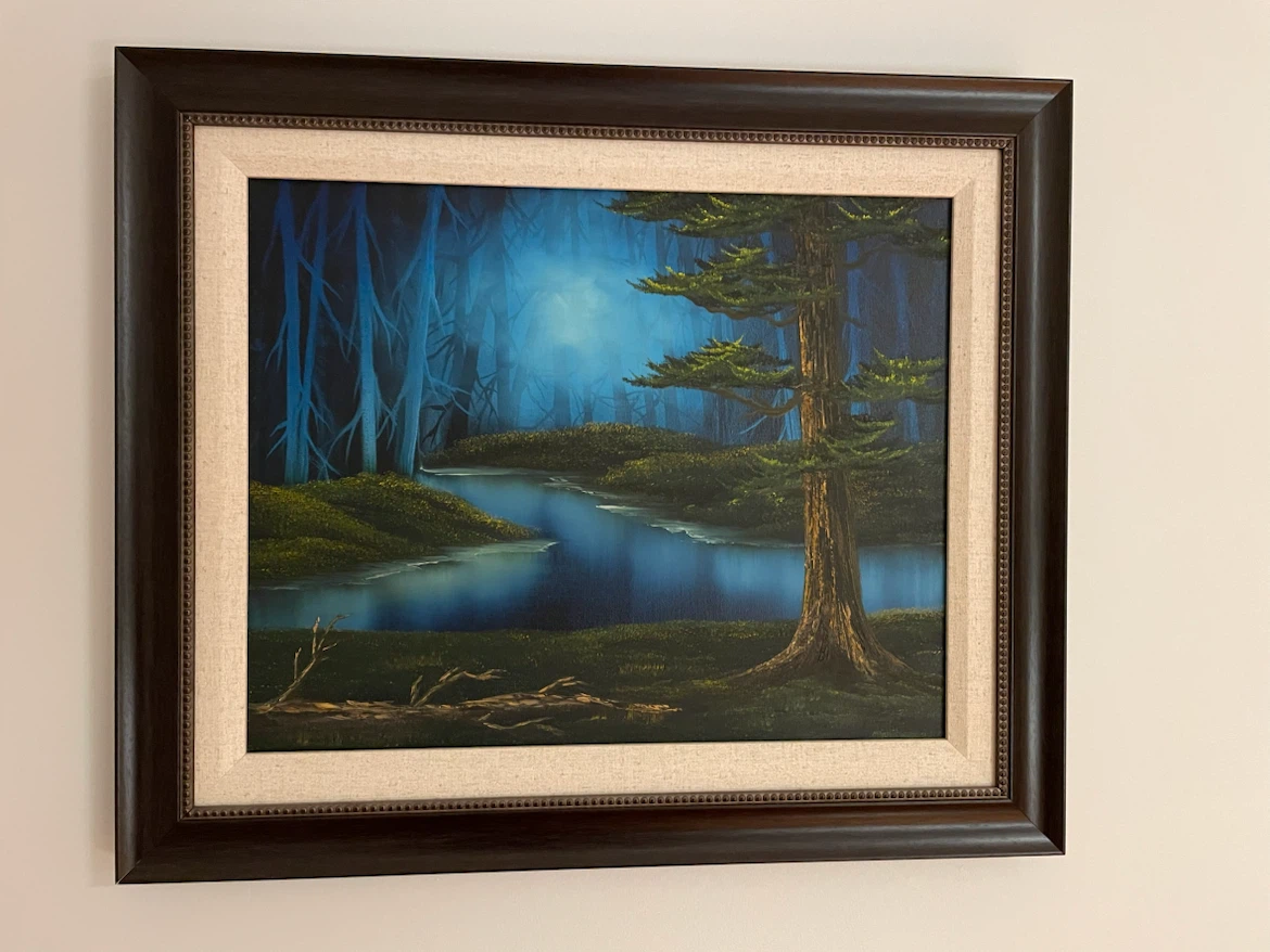 Framed Forest Landscape Painting